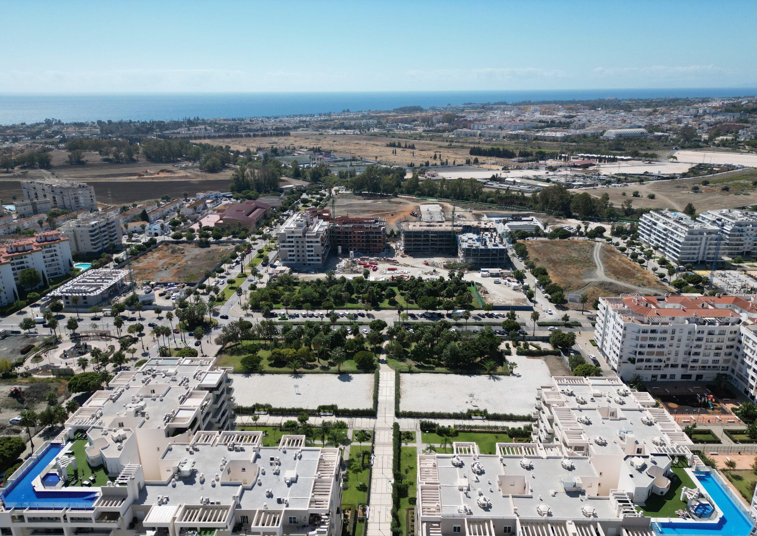 Landscaped communal gardens in new-build development, Rodeo Alto, Marbella