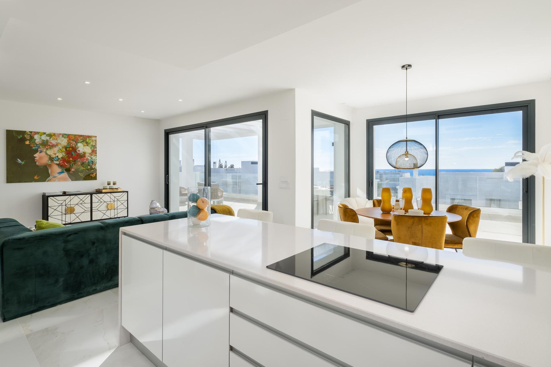 Dining area adjacent to kitchen, 3-bedroom penthouse, Arroyo Vaquero