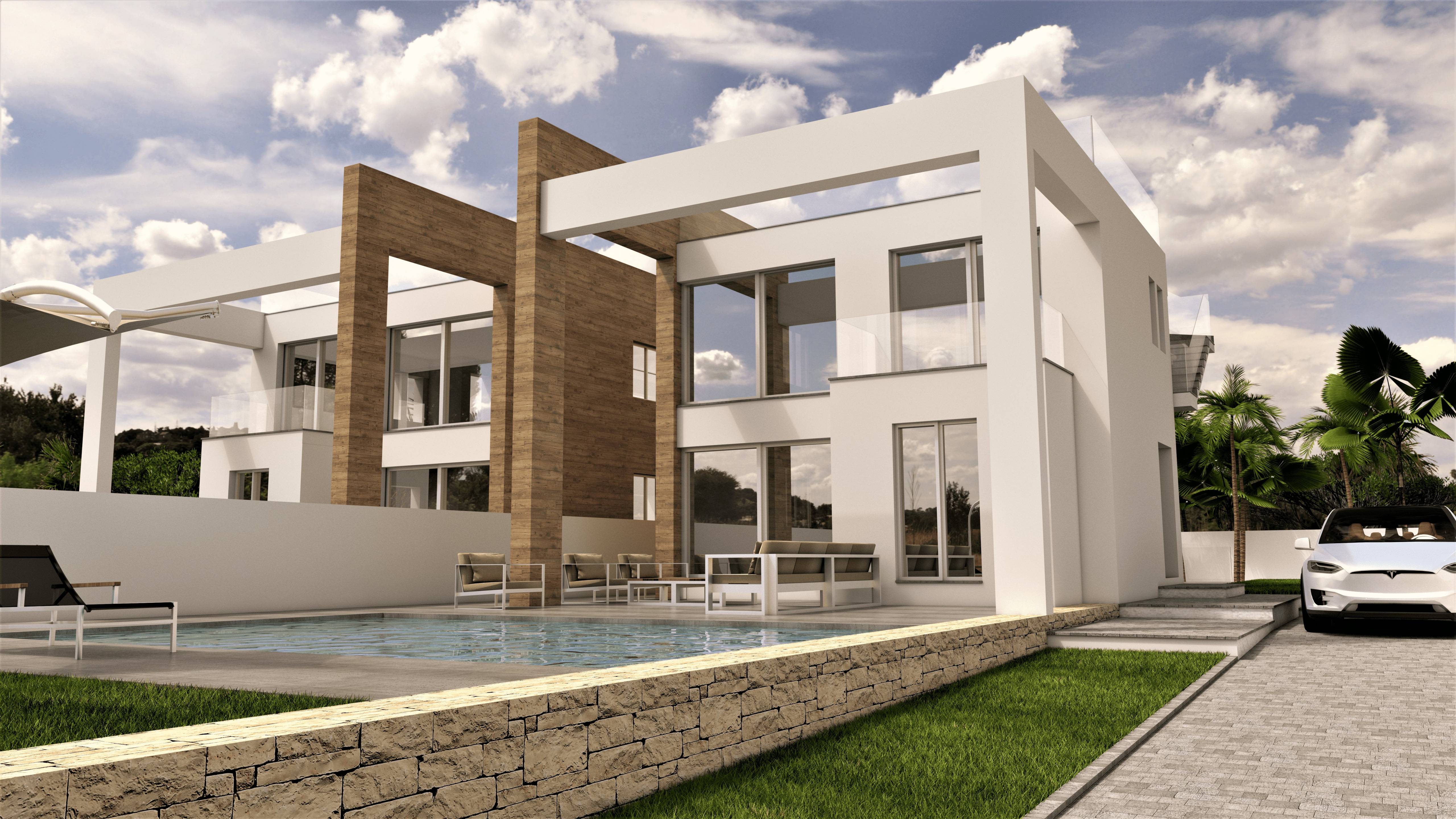 Living area in 4-bedroom new-build villa, Aguas Nuevas 2, Torrevieja