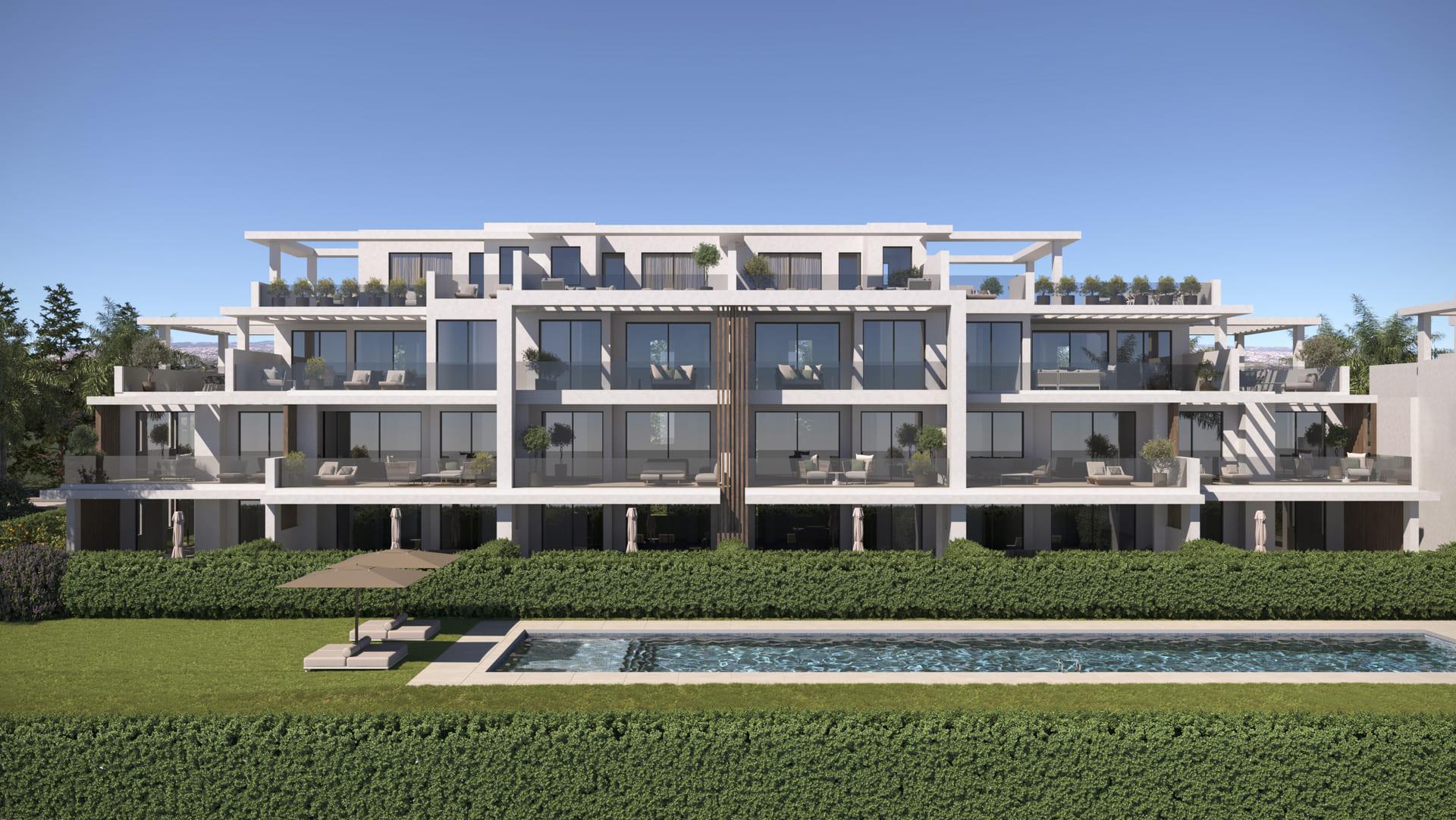 Communal gardens with mature planting, Sotoserena development, Estepona