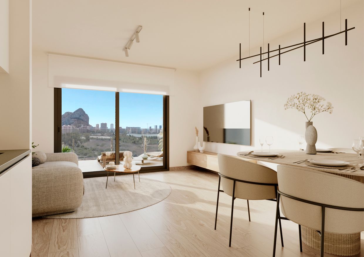 New-build complex exterior showing upper floors, Playa de Fossa-Levante, Calpe
