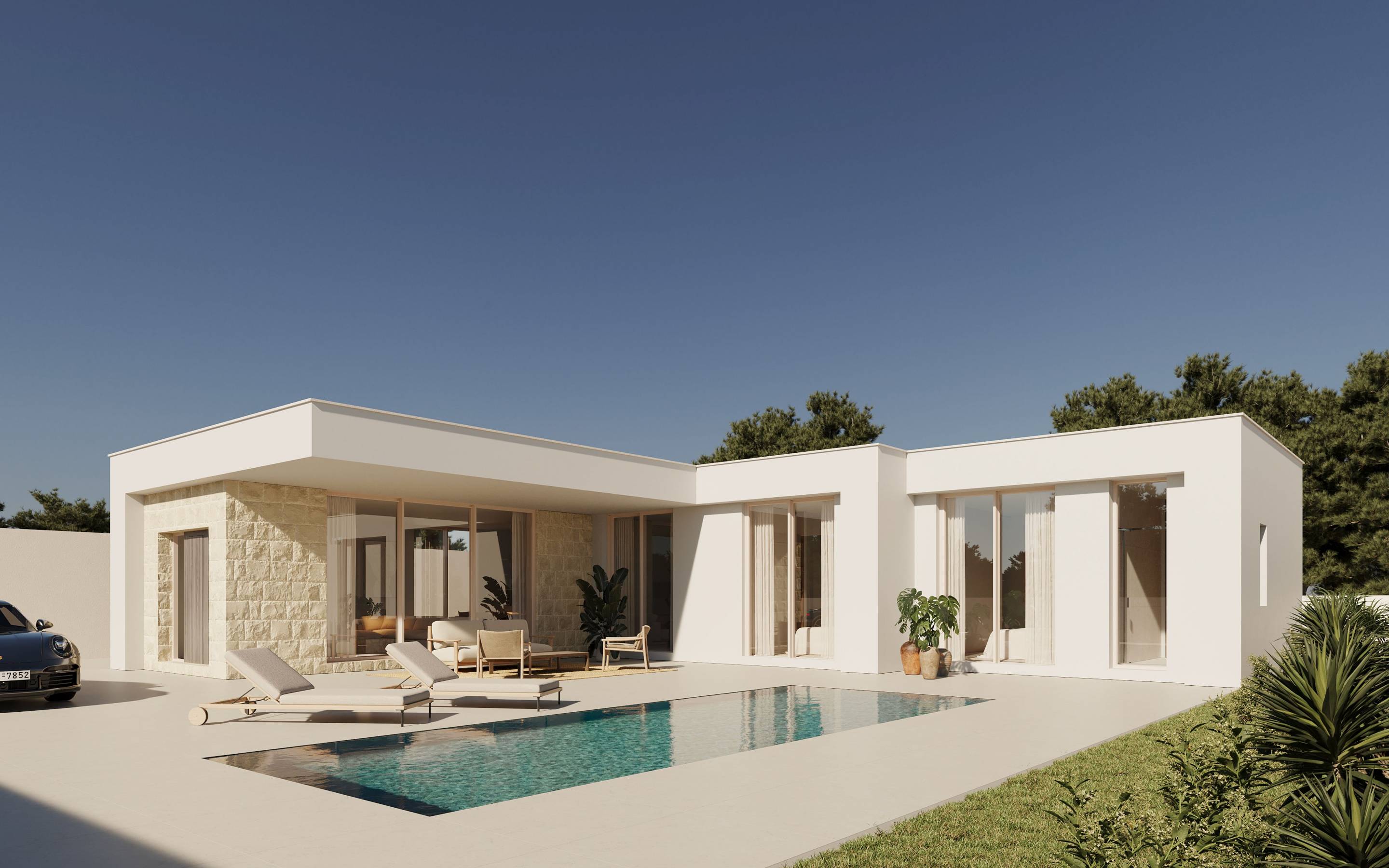 Integrated kitchen appliances and porcelain stoneware flooring in new-build villa, Pla de Cantal, Polop