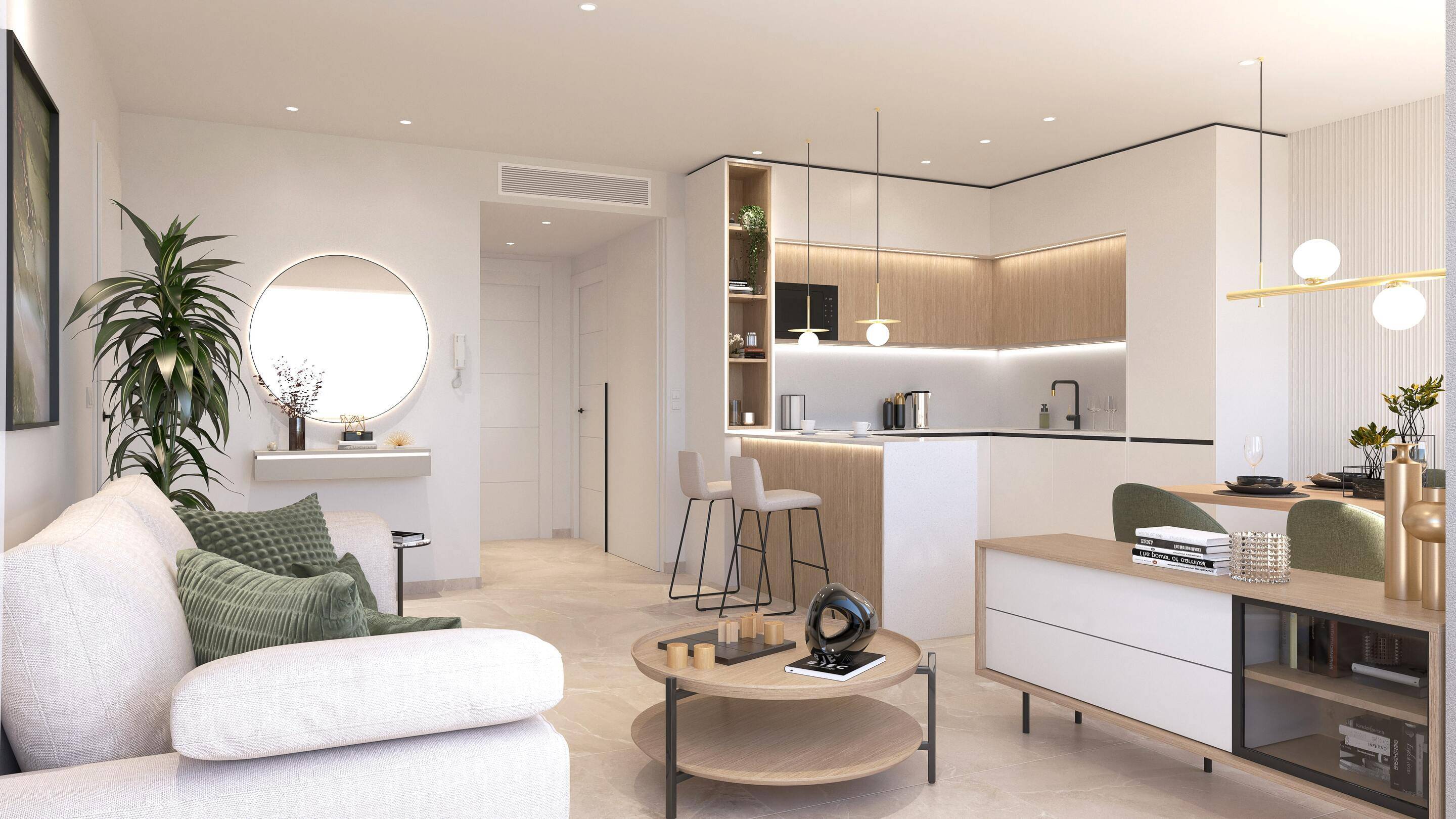 Master bedroom with built-in wardrobes in 2-bedroom bungalow, Lago Jardín