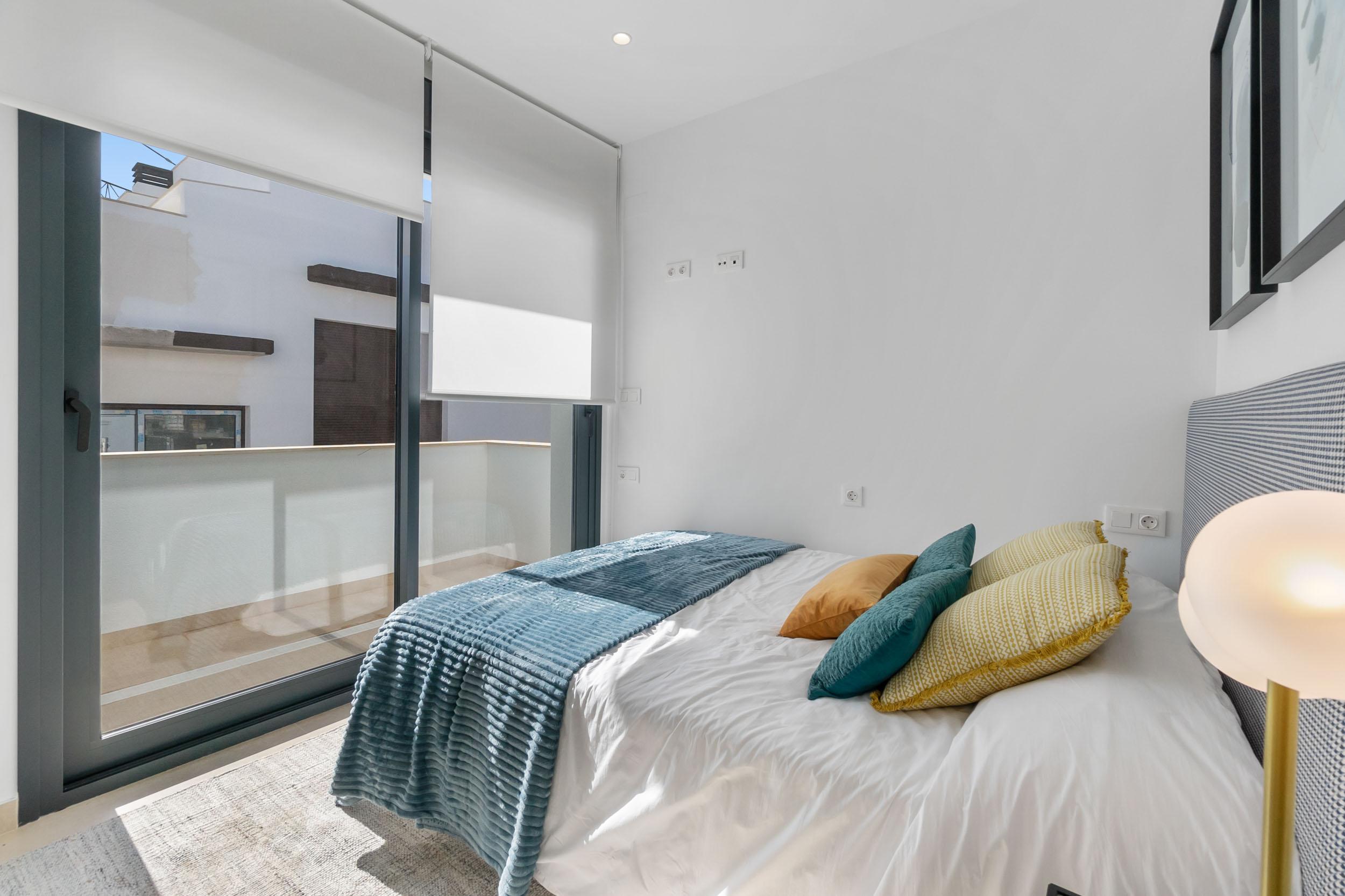 Living room interior with ceramic tiles, 2-bedroom bungalow, Lago Jardín