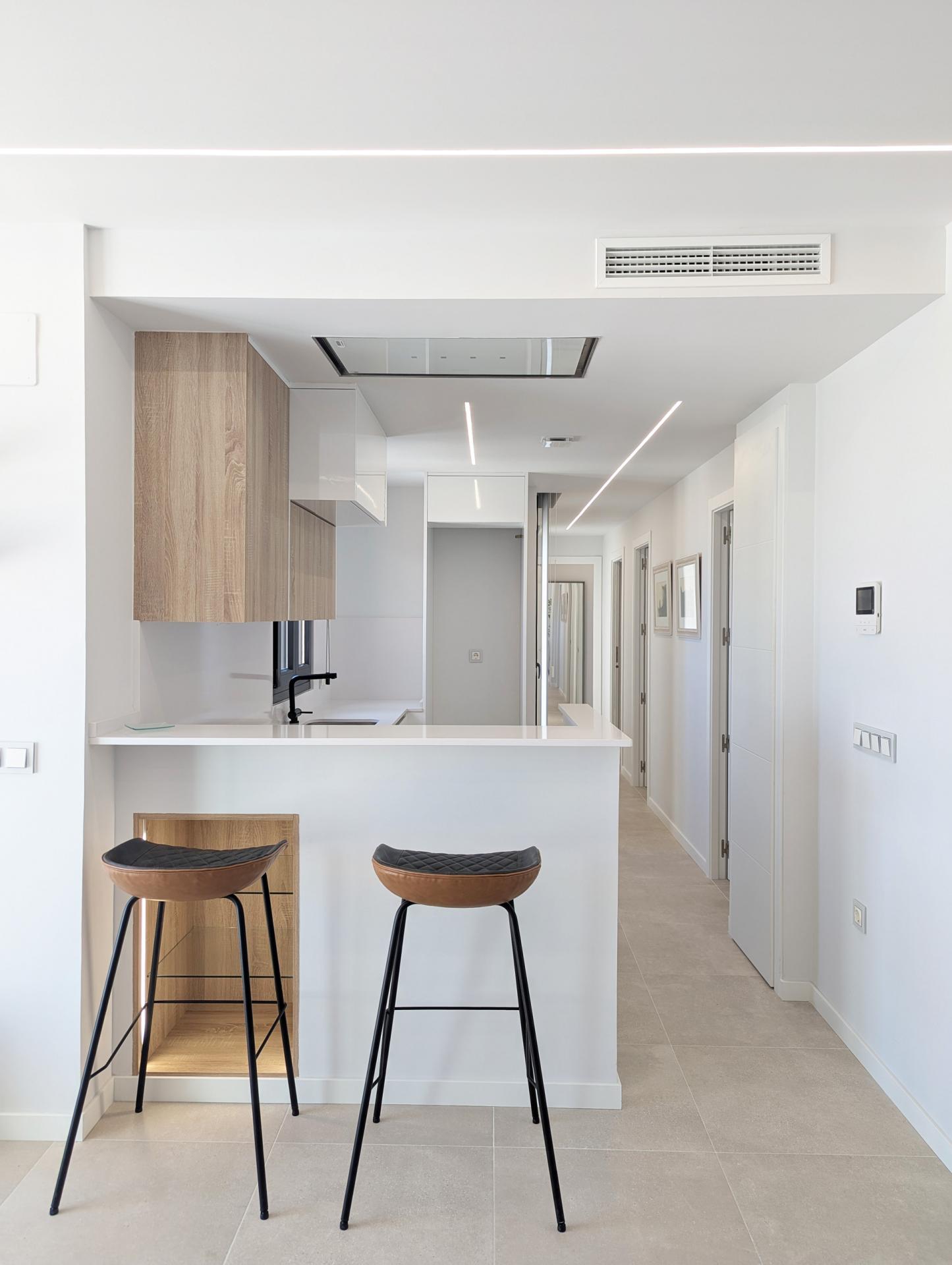 Hallway detail in new-build apartment complex, L'Almadrava-L'Estanyò, Denia