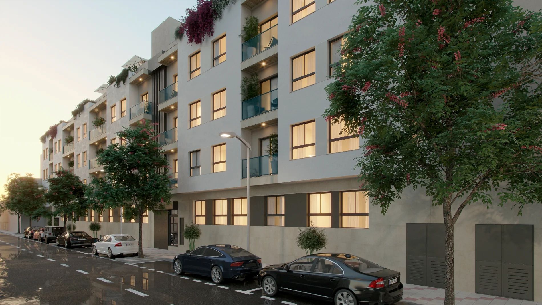 Communal garden at new-build development in La Princesa-Huelin, Málaga