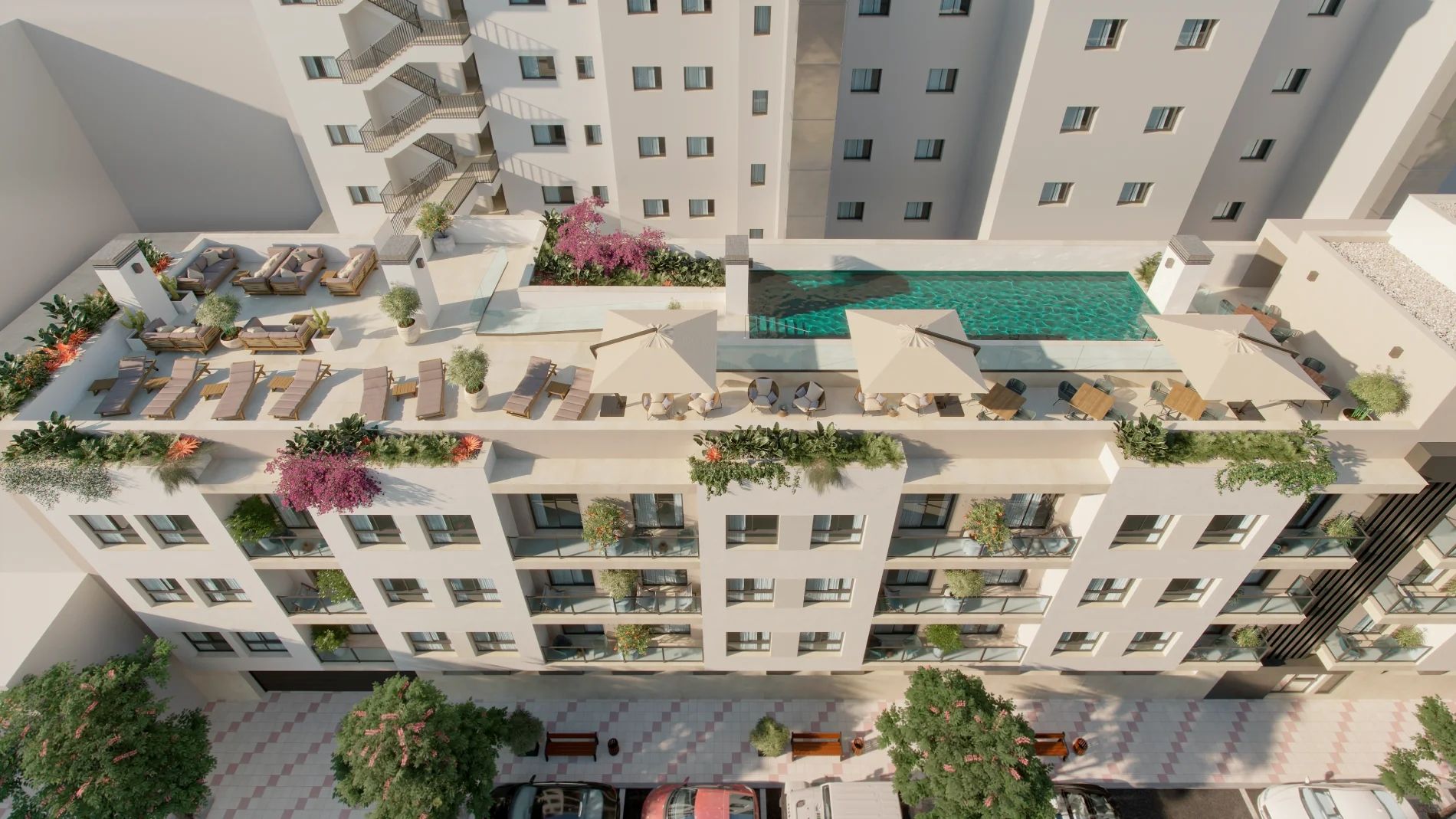 Floor plan showing 83 m2 layout of new-build apartment, La Princesa-Huelin, Málaga