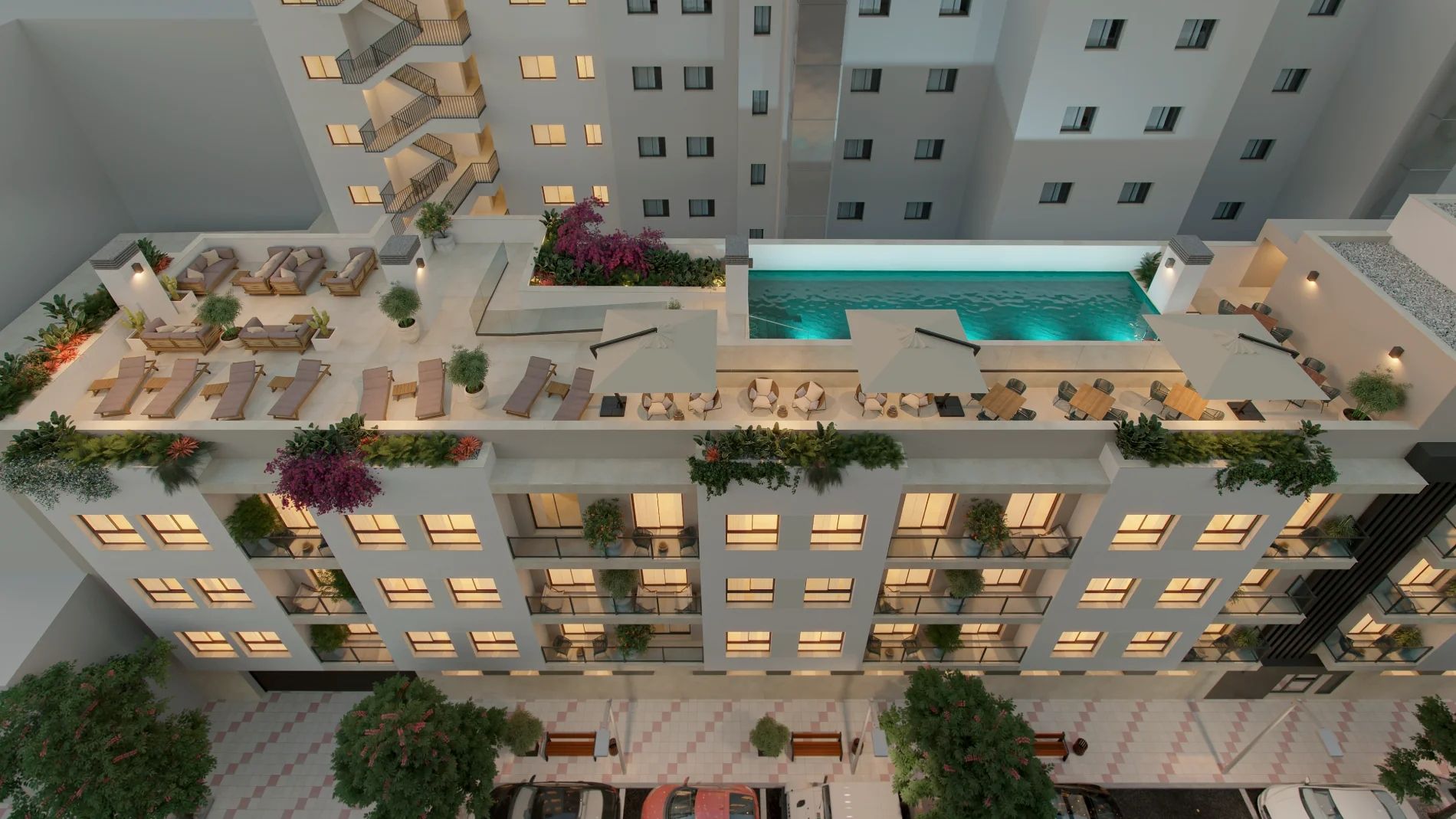 Exterior facade of new-build residential complex, La Princesa-Huelin, Málaga