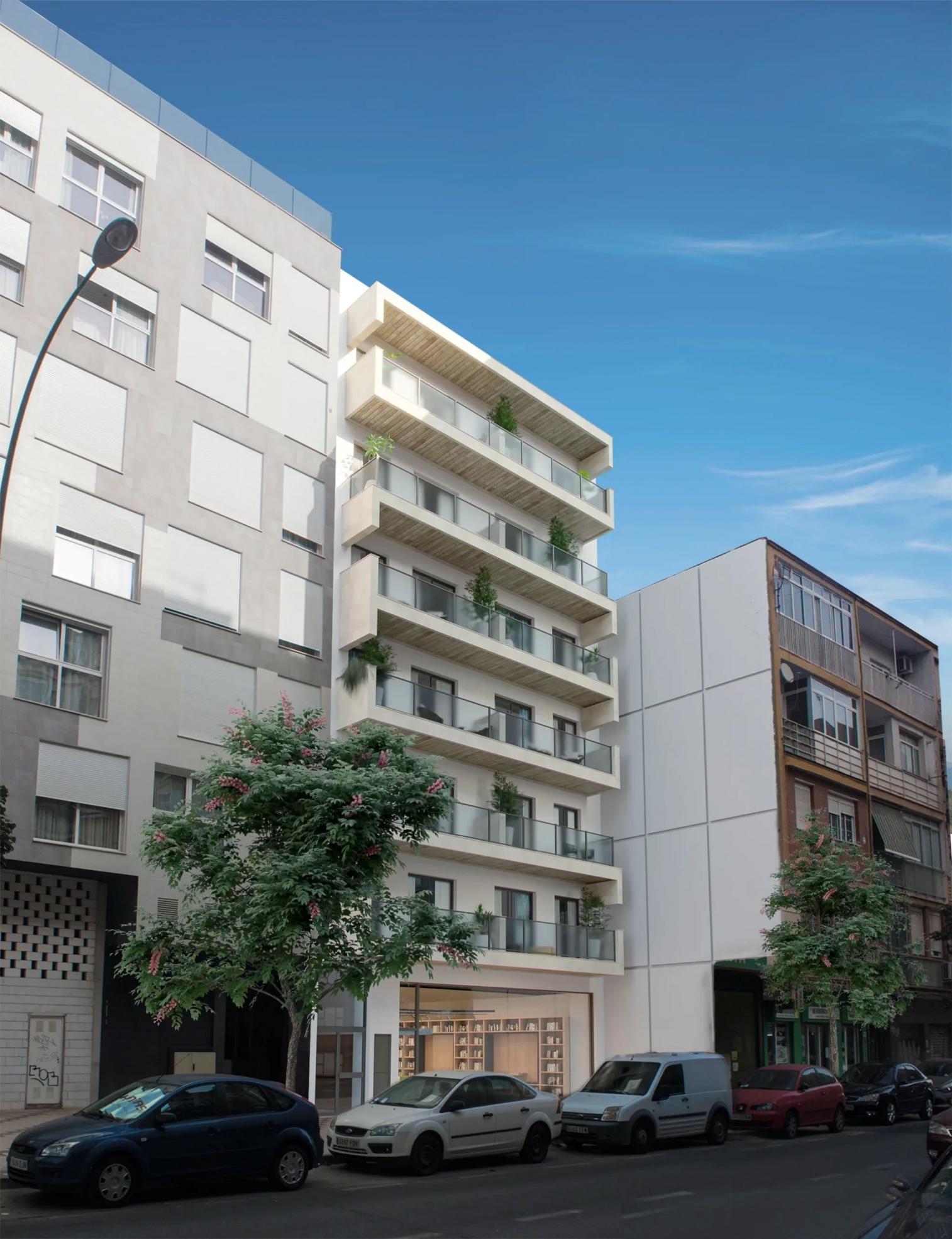 Building entrance and lift in new-build residential development, La Princesa-Huelin