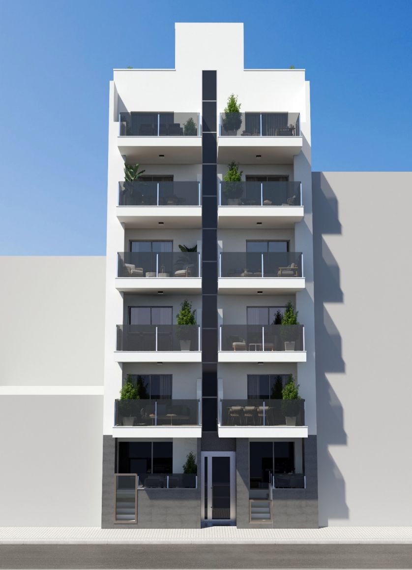 Landscaped communal garden area in new-build development, Playa del Cura, Torrevieja