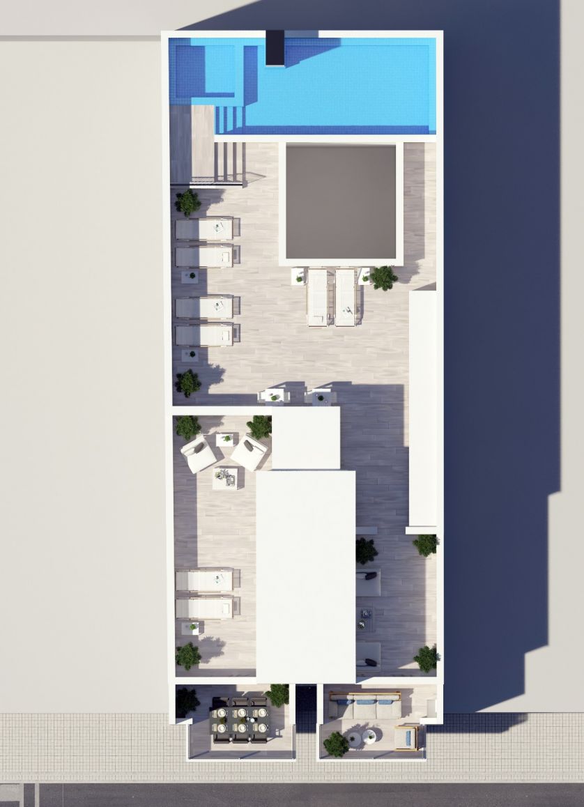 Ground-floor window view looking out from new-build apartment, Playa del Cura, Torrevieja