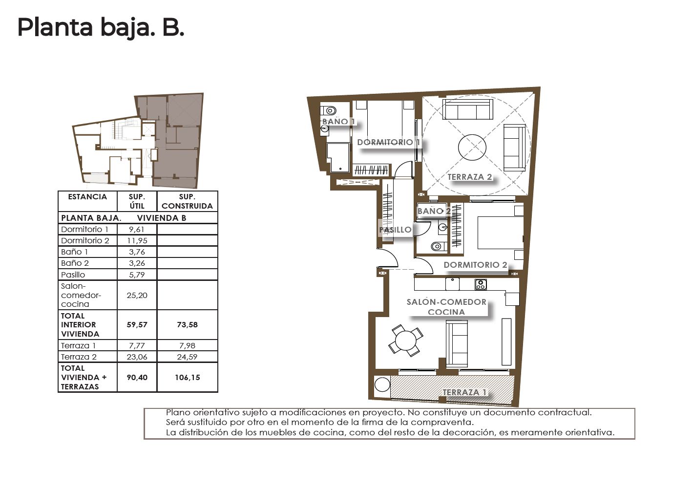 Floor plan of 2-bedroom apartment in Estacion de Autobuses, Torrevieja
