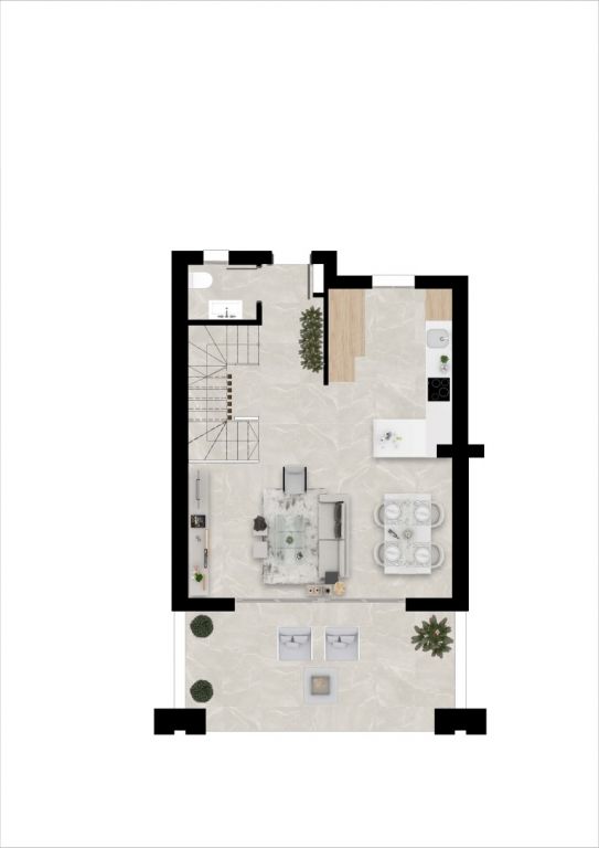 Floor plan - ground floor of 3-bedroom townhouse in Mijas Golf