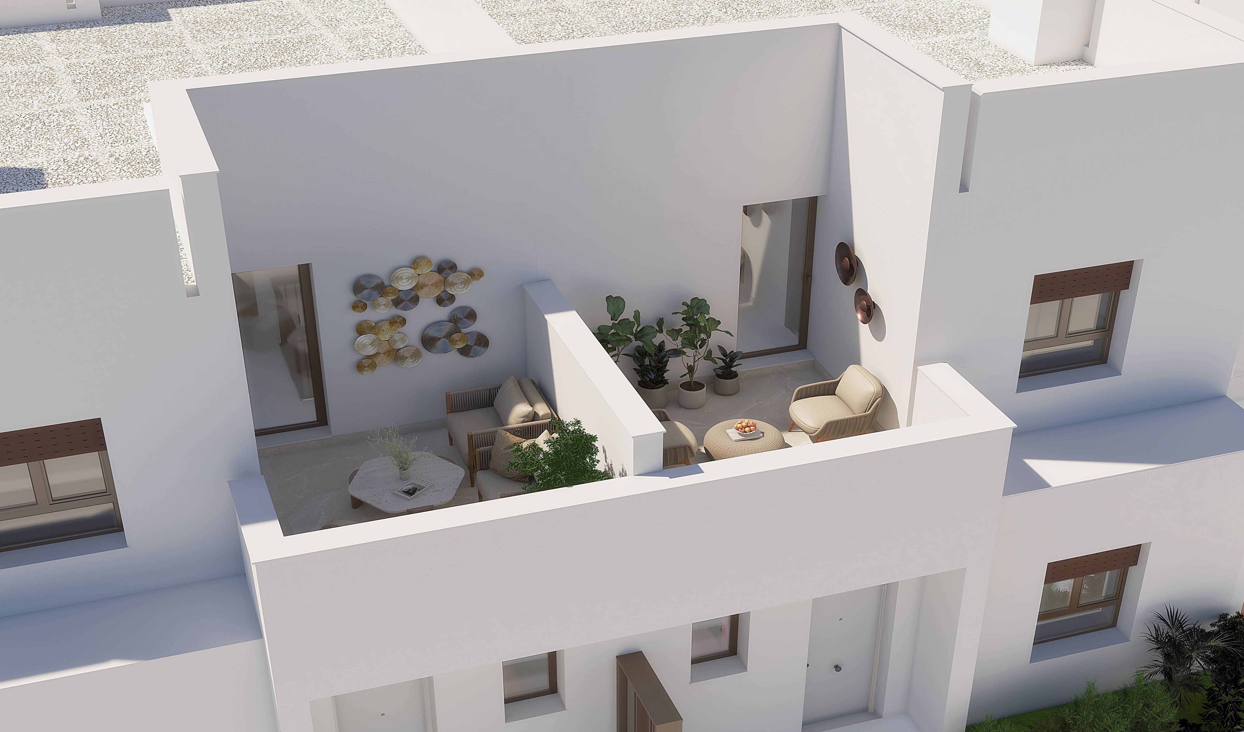 Window and electric blind detail in townhouse, La Cala Golf, Mijas