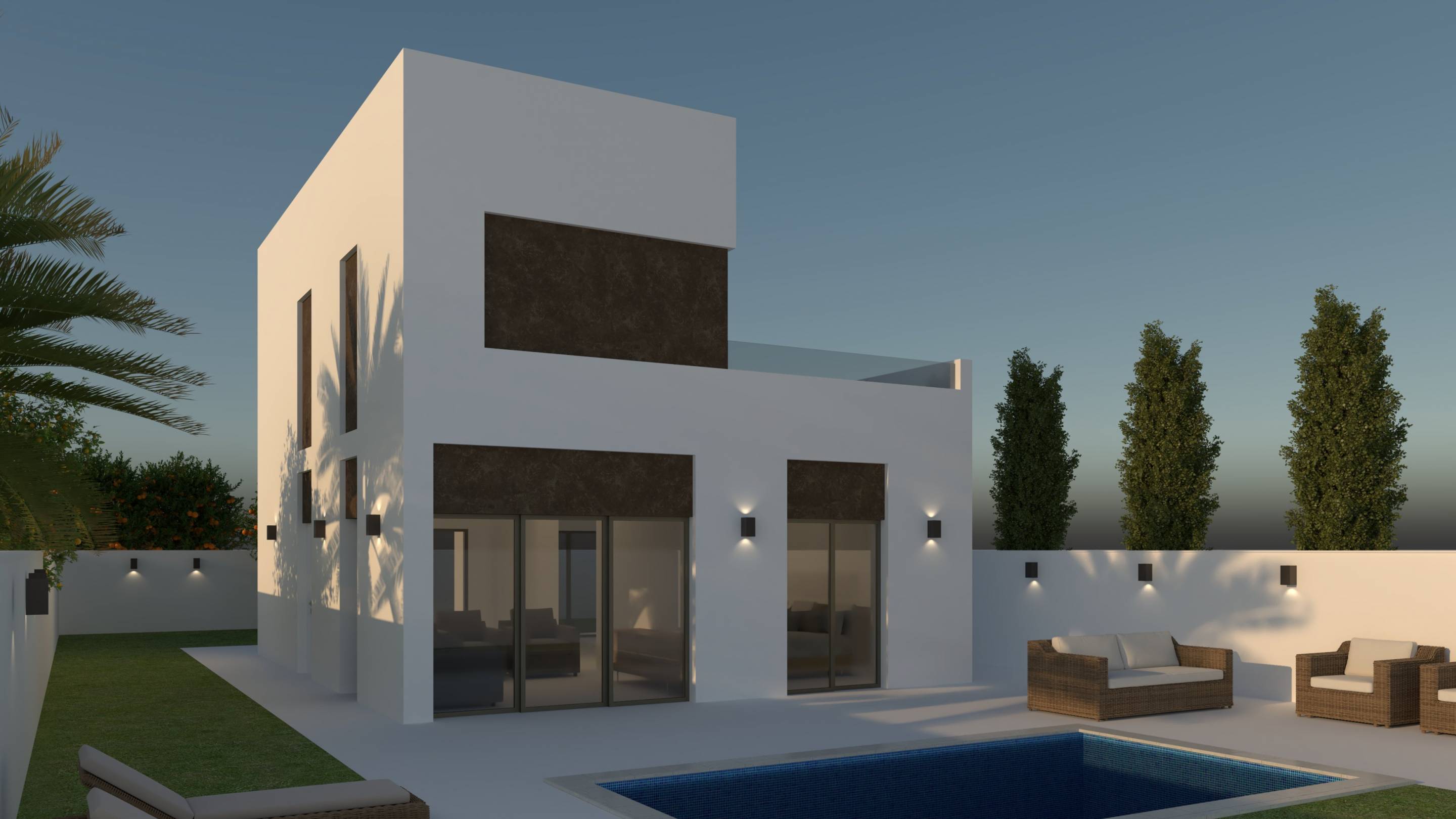 Double bedroom in 3-bedroom new-build villa, Ciudad Quesada, with window overlooking the plot