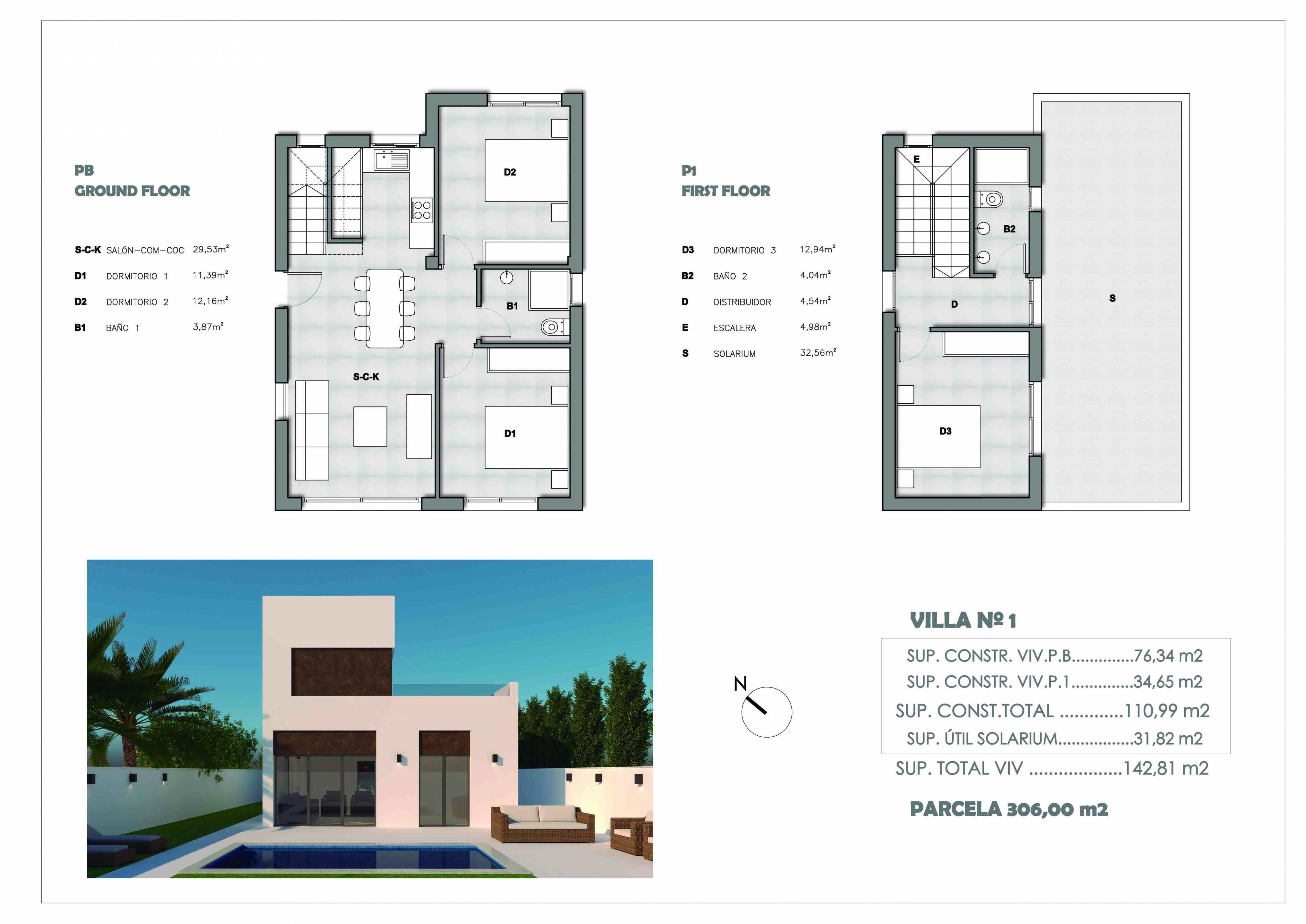 Bathroom in 3-bedroom new-build villa, Ciudad Quesada, Rojales, with shower enclosure and wall tiling