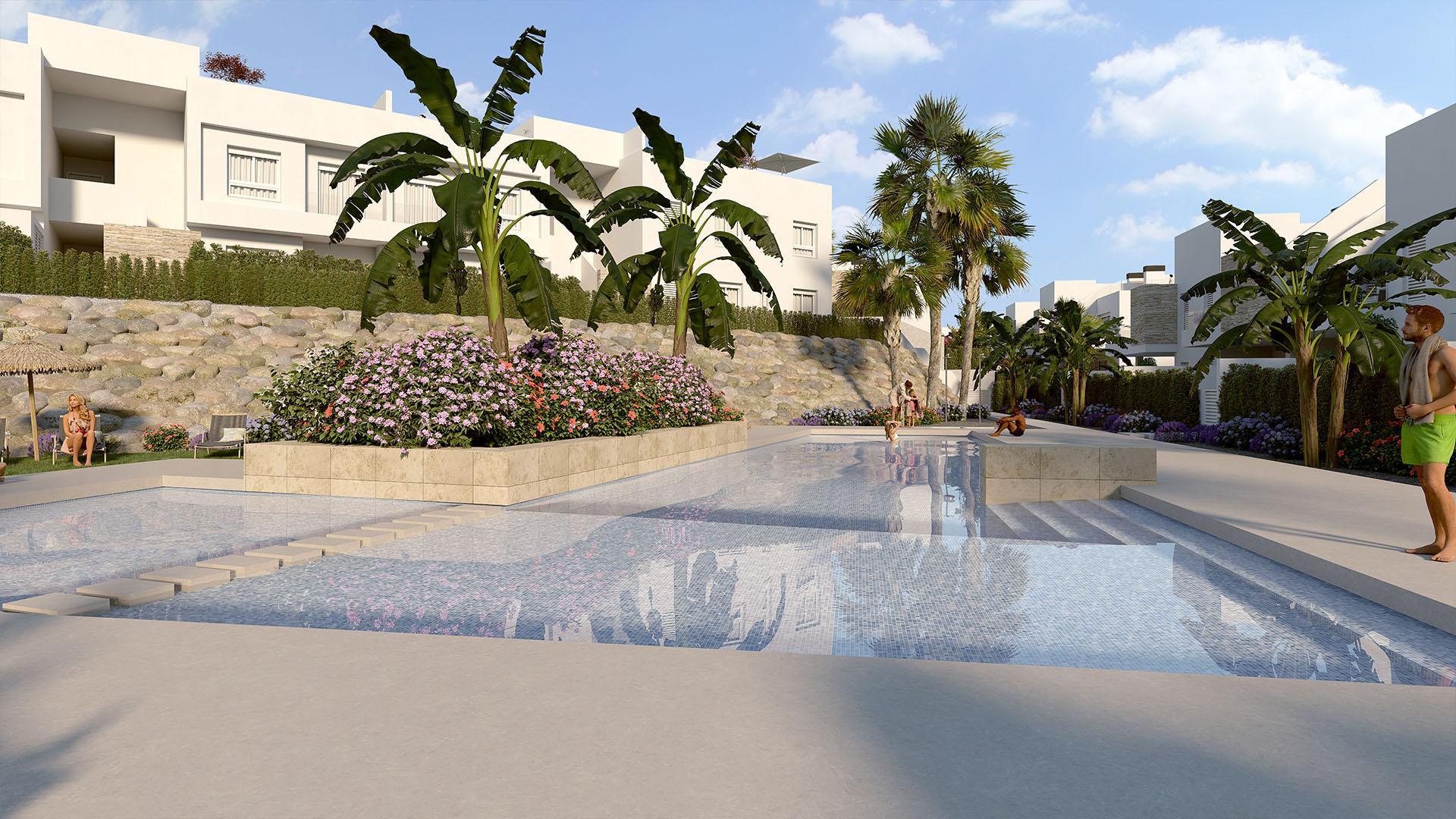 Communal pool within new-build residential complex, Algorfa, Alicante