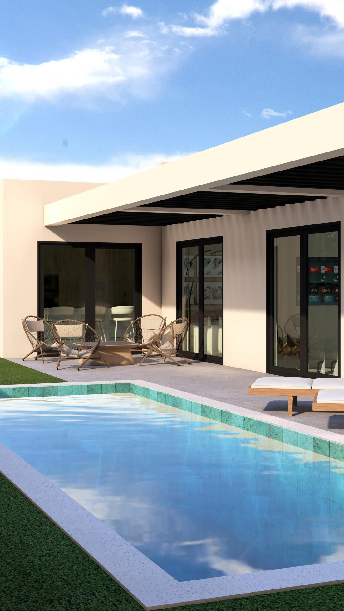 Staircase leading to solarium level in new-build villa, Finestrat