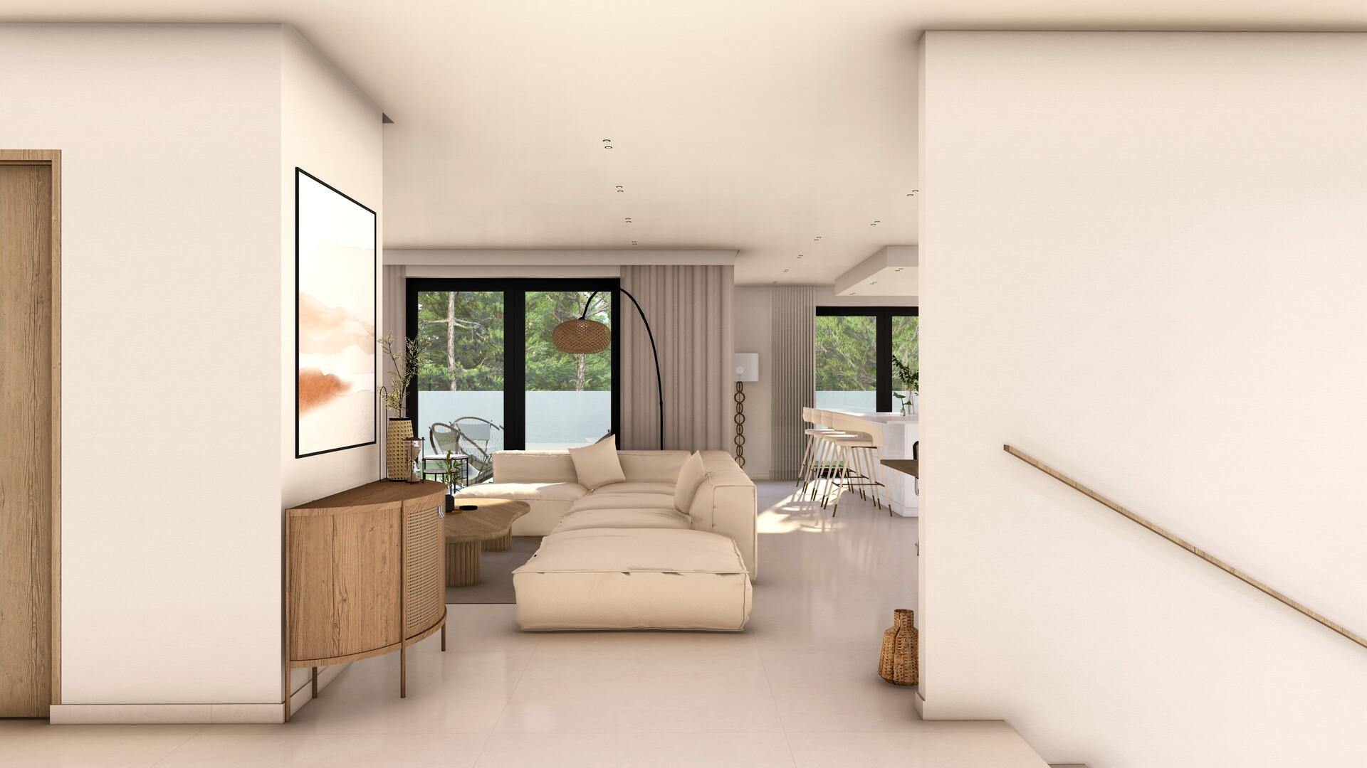 Side elevation of new-build villa showing plot boundary, Camporrosso Village