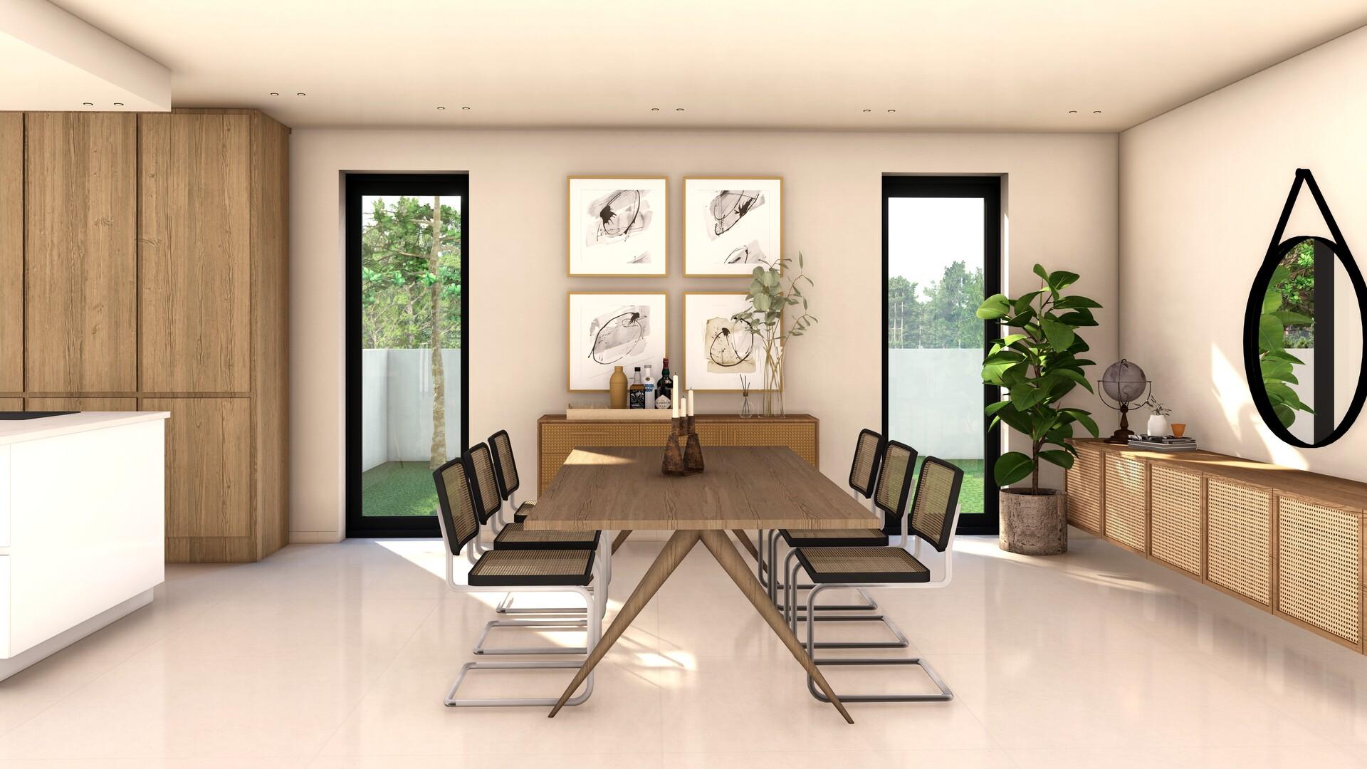 Kitchen and dining area in new-build villa, Camporrosso Village