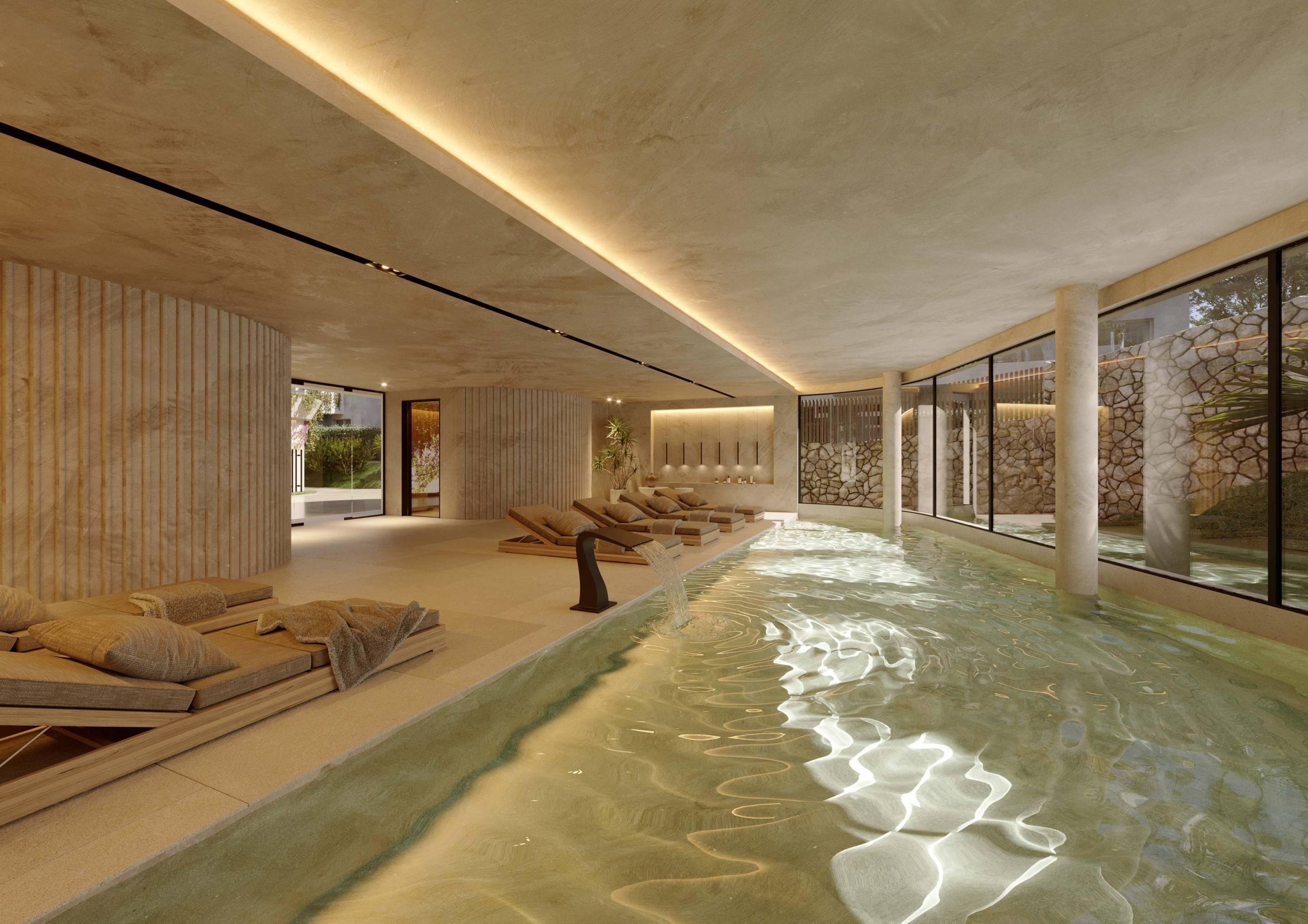 Hammam room in communal spa facility, Arroyo Enmedio development, Estepona