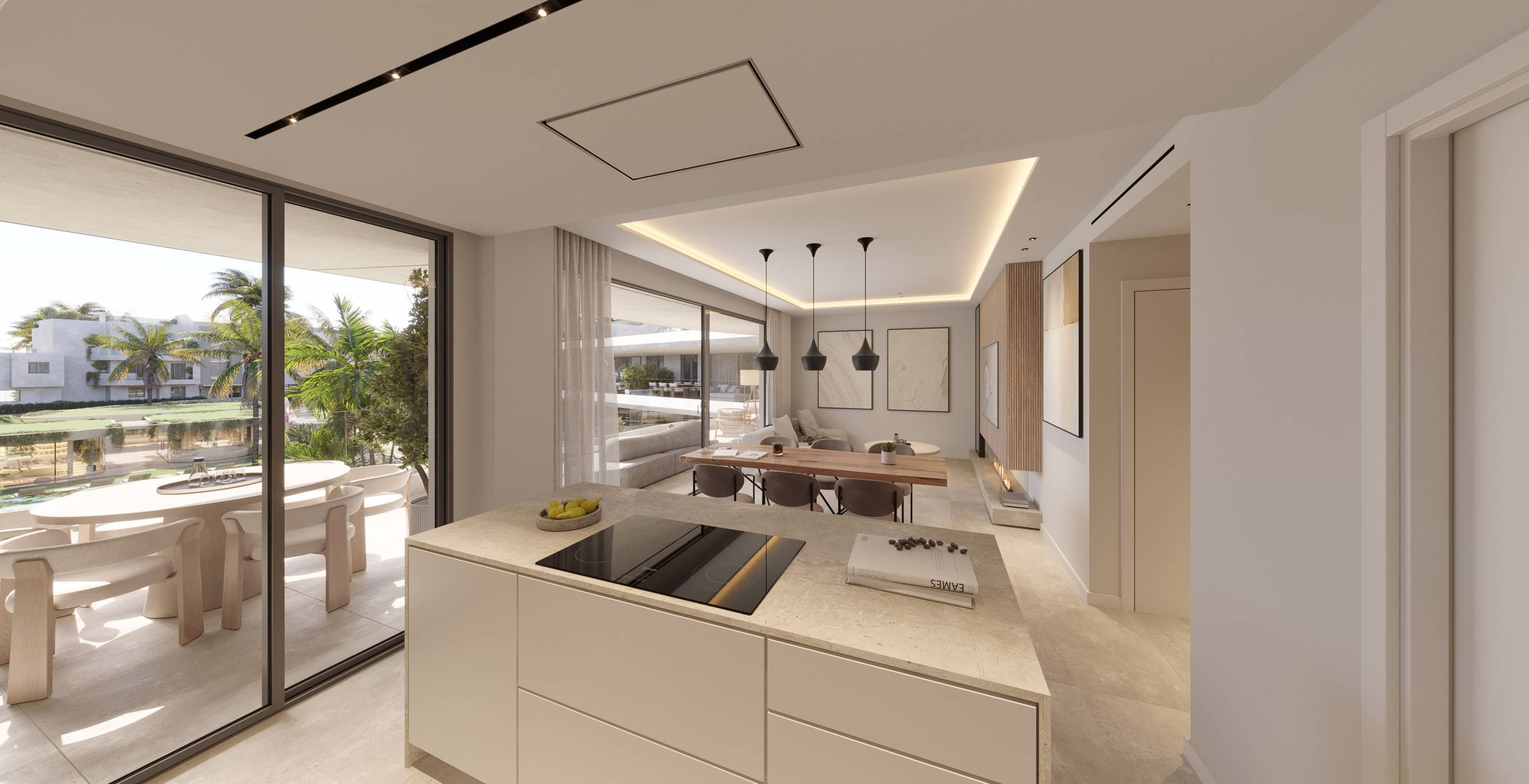 Aerial CGI of 45-unit new-build residential complex, Arroyo Enmedio, Estepona