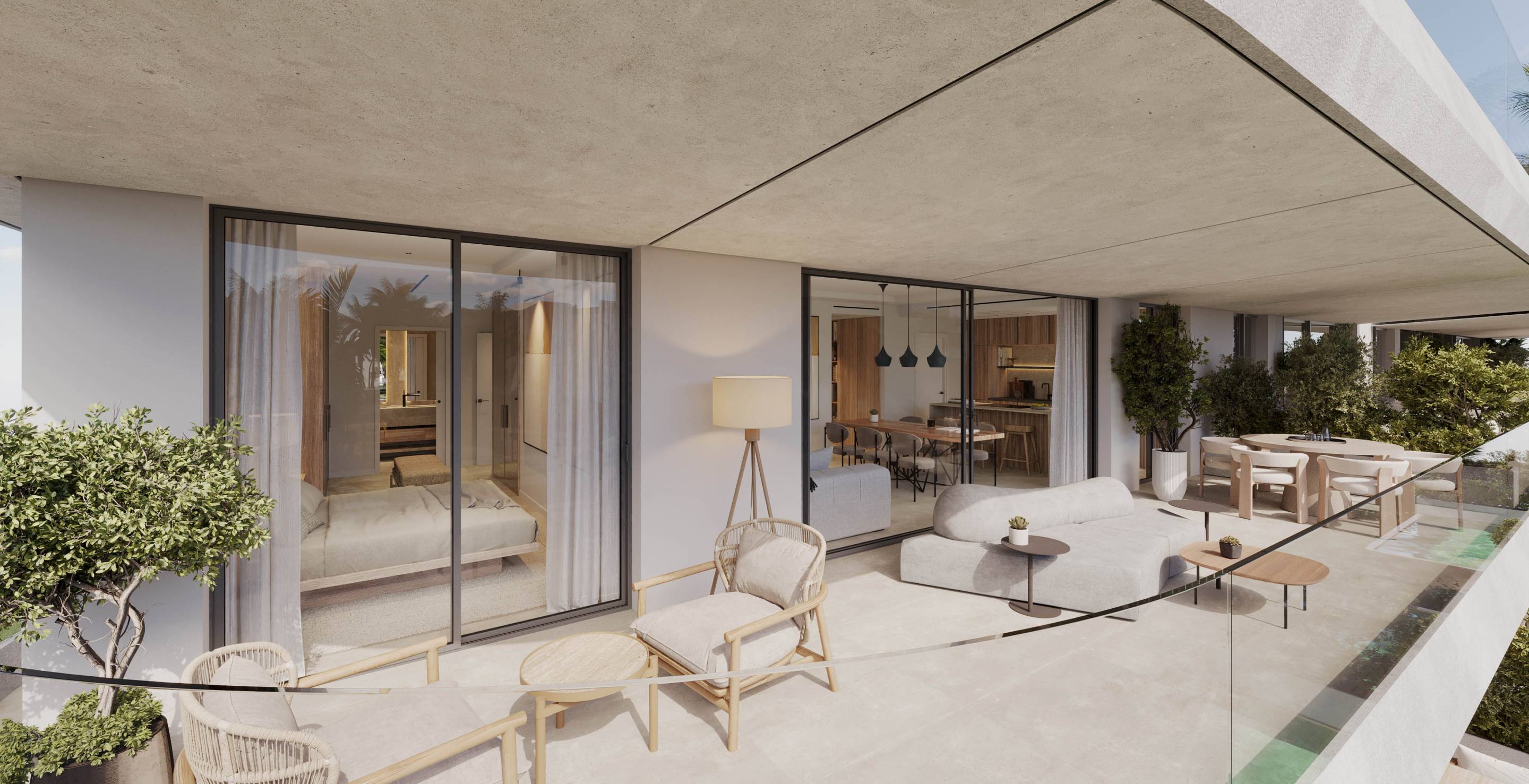 Balcony railing and glazing detail on new-build penthouse, Arroyo Enmedio, Estepona