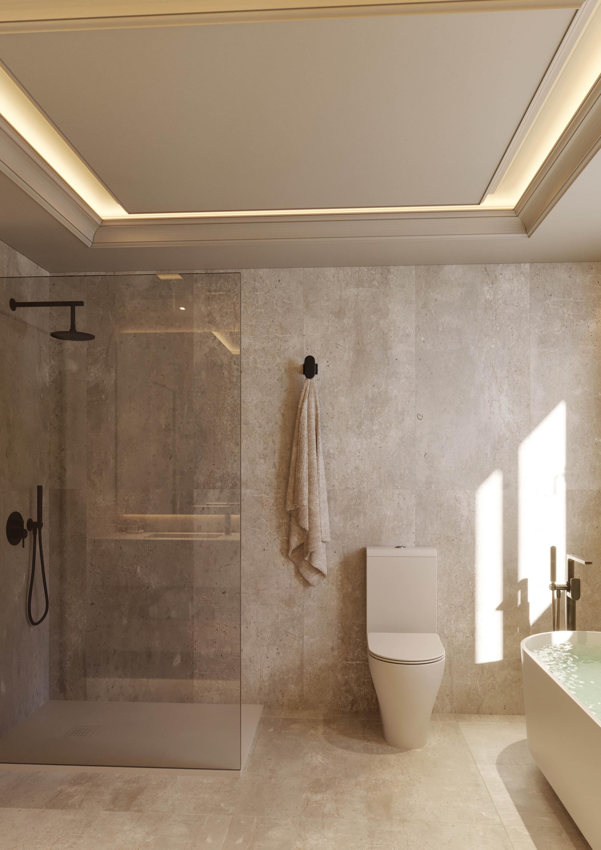 CGI render of master bedroom, 3-bedroom penthouse, Arroyo Enmedio, Estepona