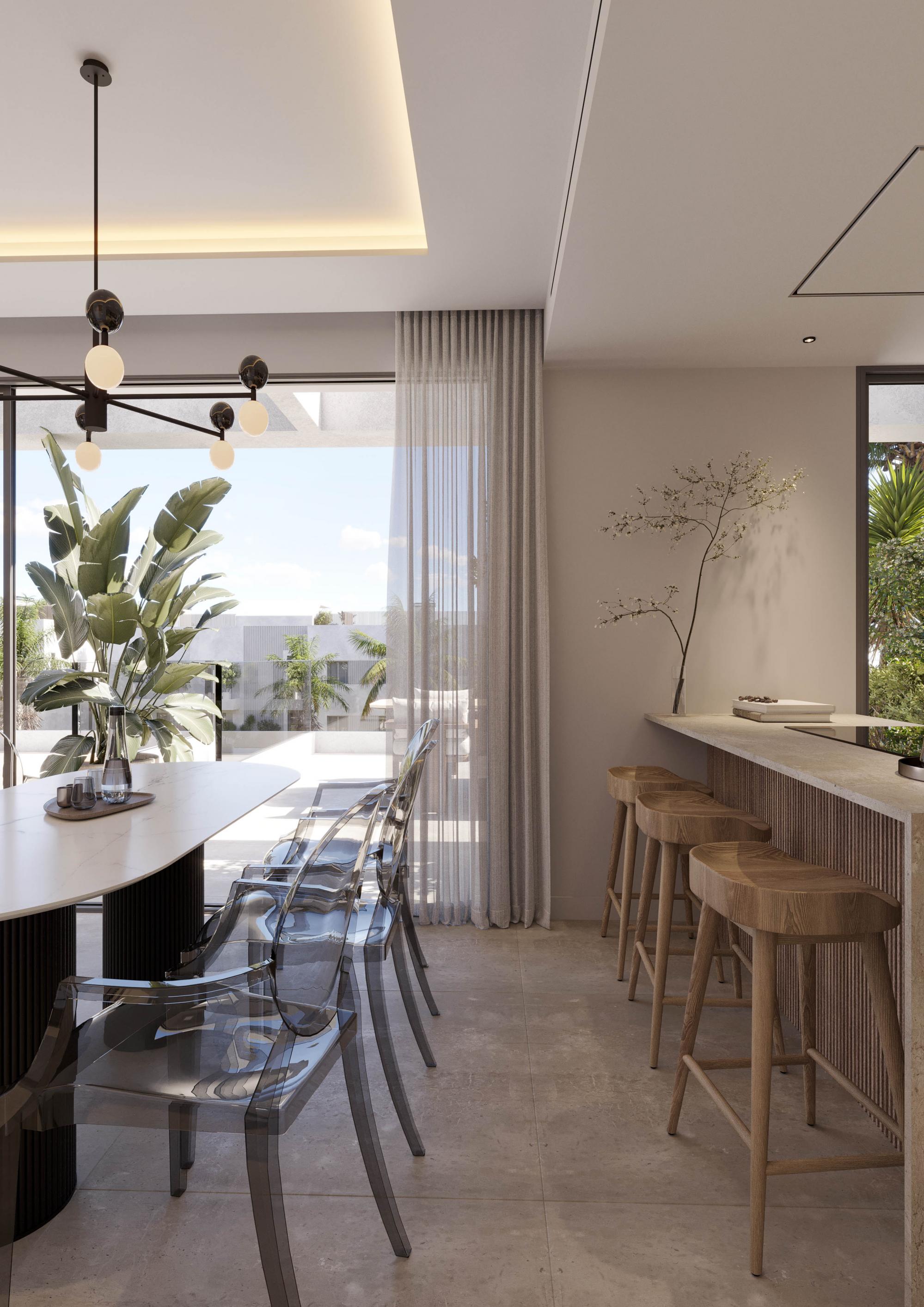 CGI render of communal pool in new-build development, Arroyo Enmedio, Estepona