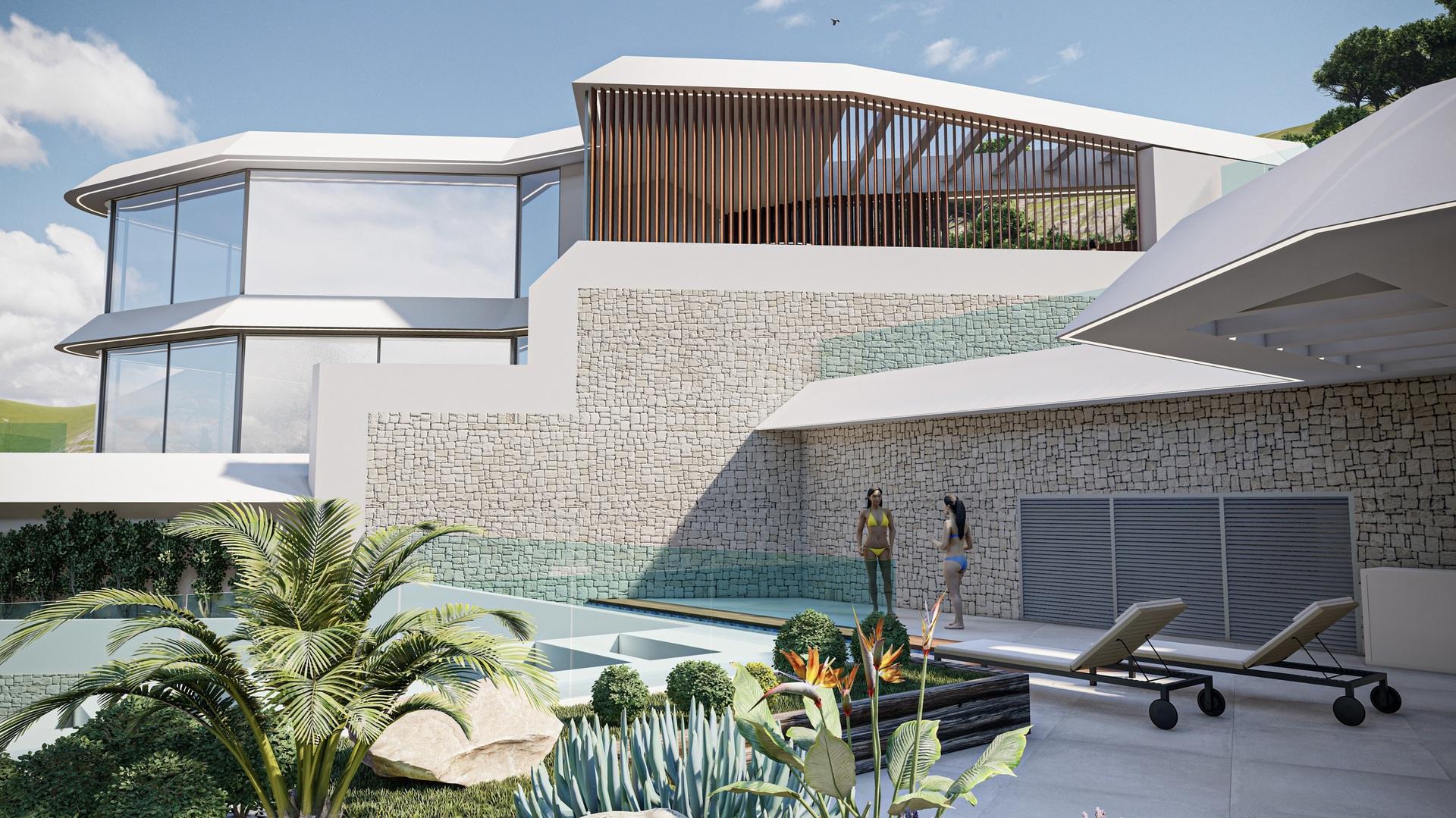 Private parking area at 4-bedroom new-build villa, Puerto, Calpe