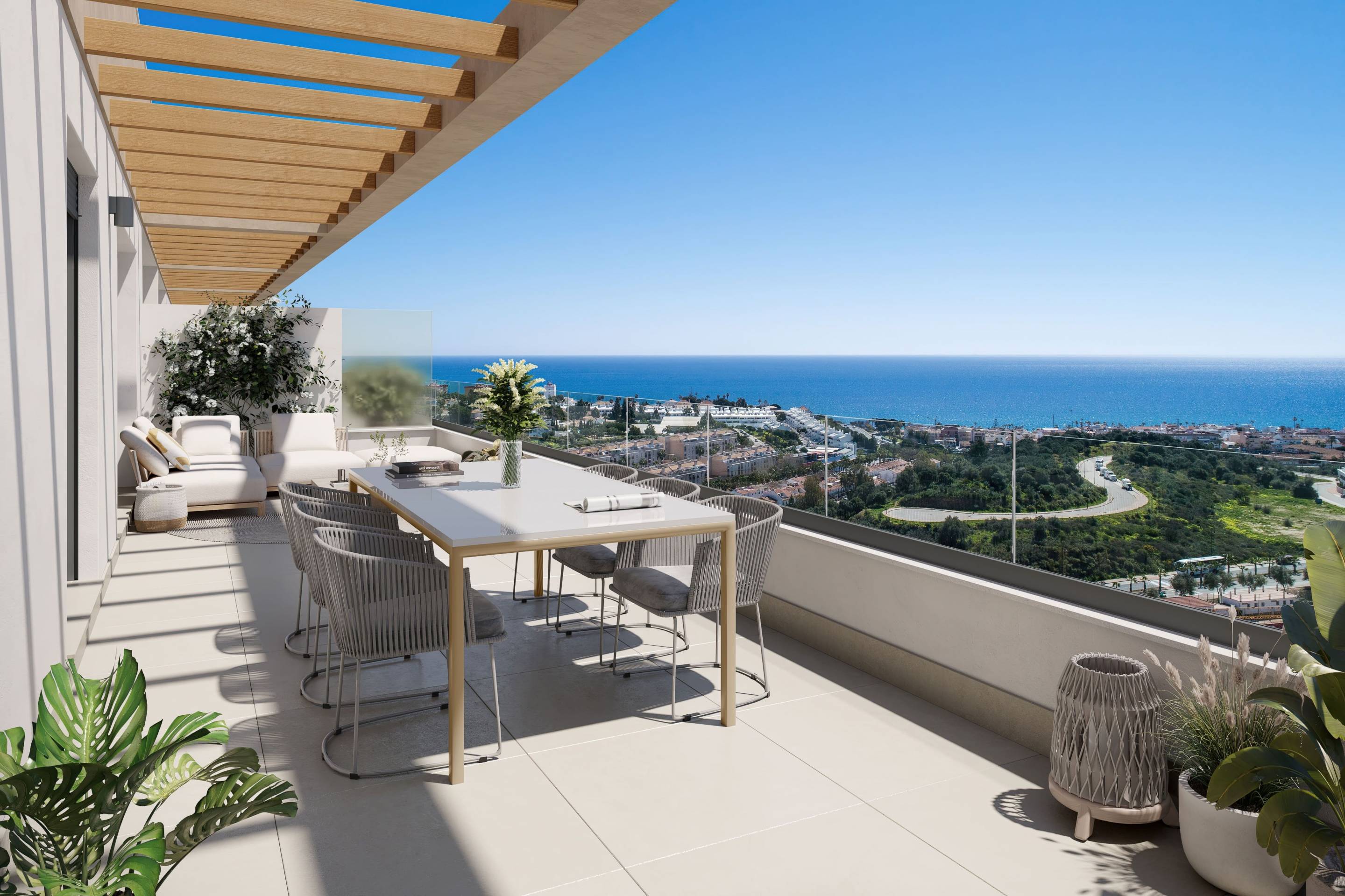 Bathroom with contemporary fittings in new-build penthouse, La Cala de Mijas
