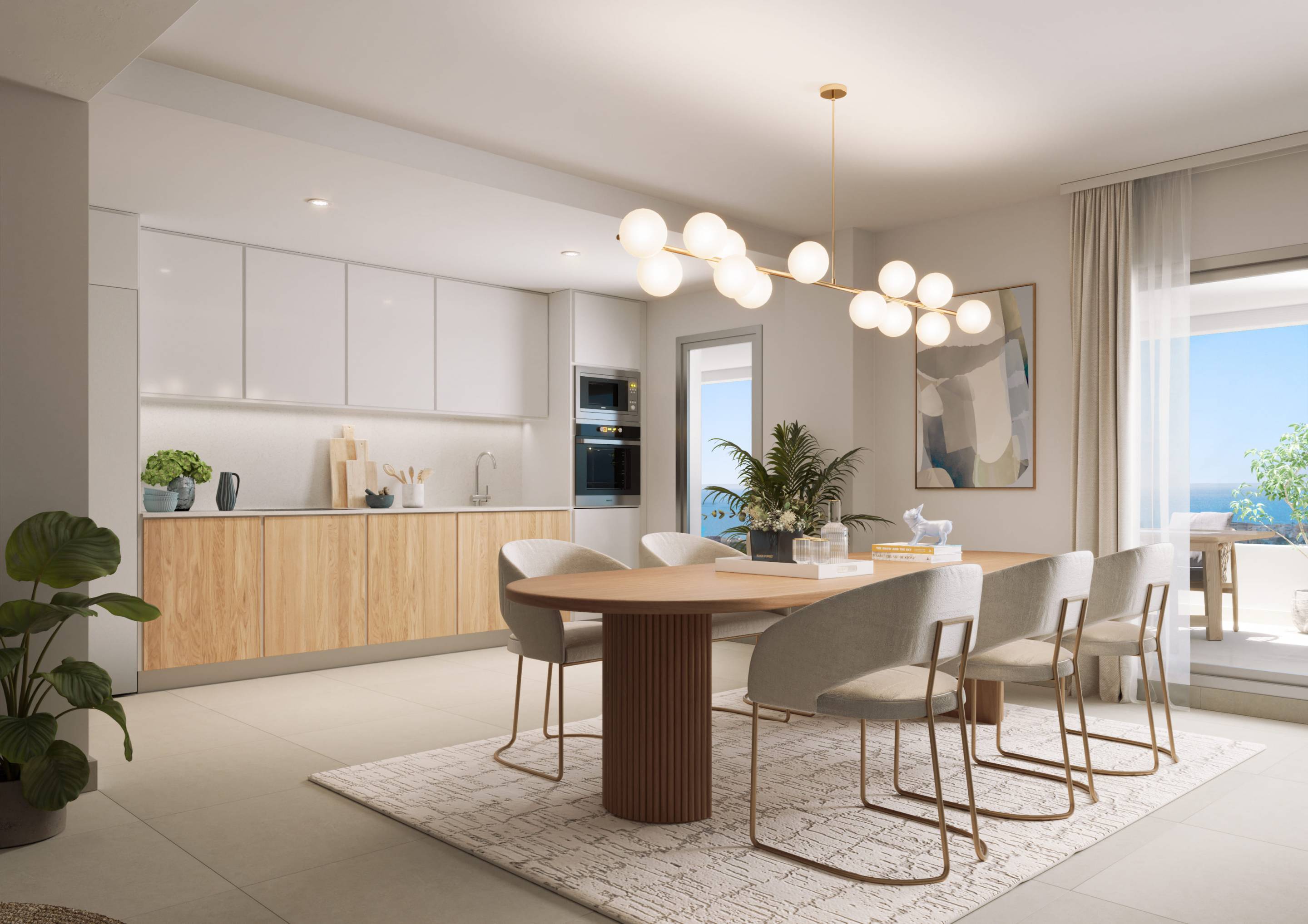 Lift and hallway in three-storey new-build building, La Cala de Mijas