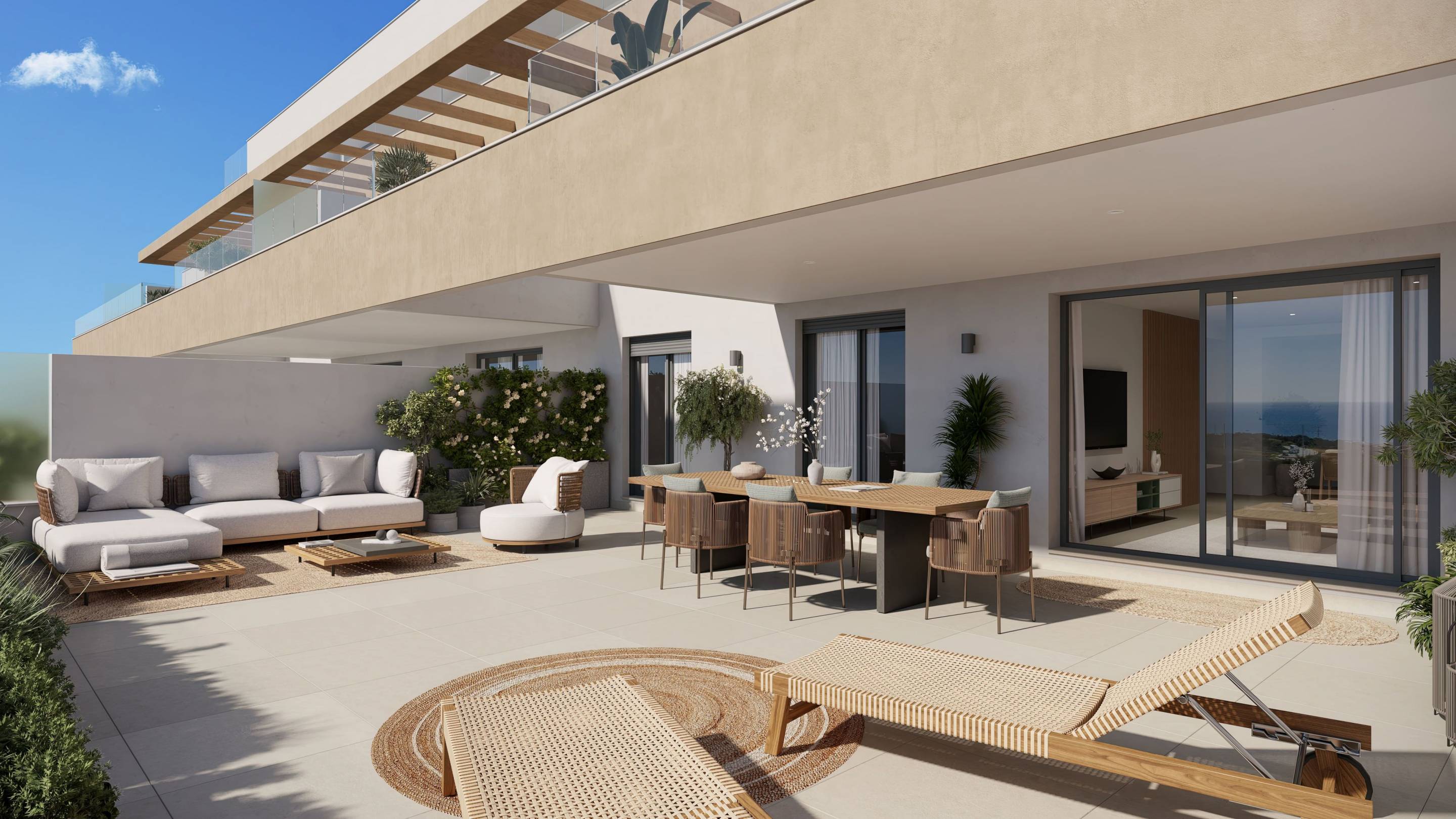 Development overview showing three-storey building, La Cala de Mijas, Mijas