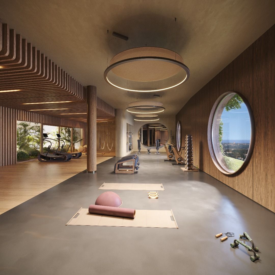 Open-plan living and dining room, first-floor apartment, La Quinta, Benahavis