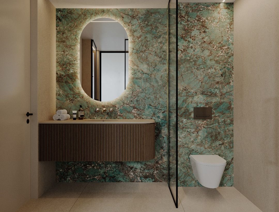 En-suite bathroom with shower in new-build apartment, La Quinta, Benahavis