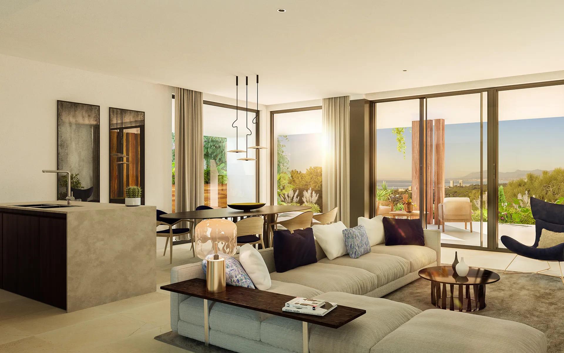 Main bedroom with built-in wardrobes in 3-bedroom new-build apartment, Cabopino, Marbella