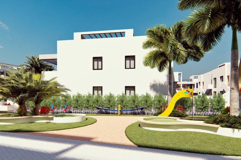 Third communal pool and surrounding green area at new-build resort, Los Balcones