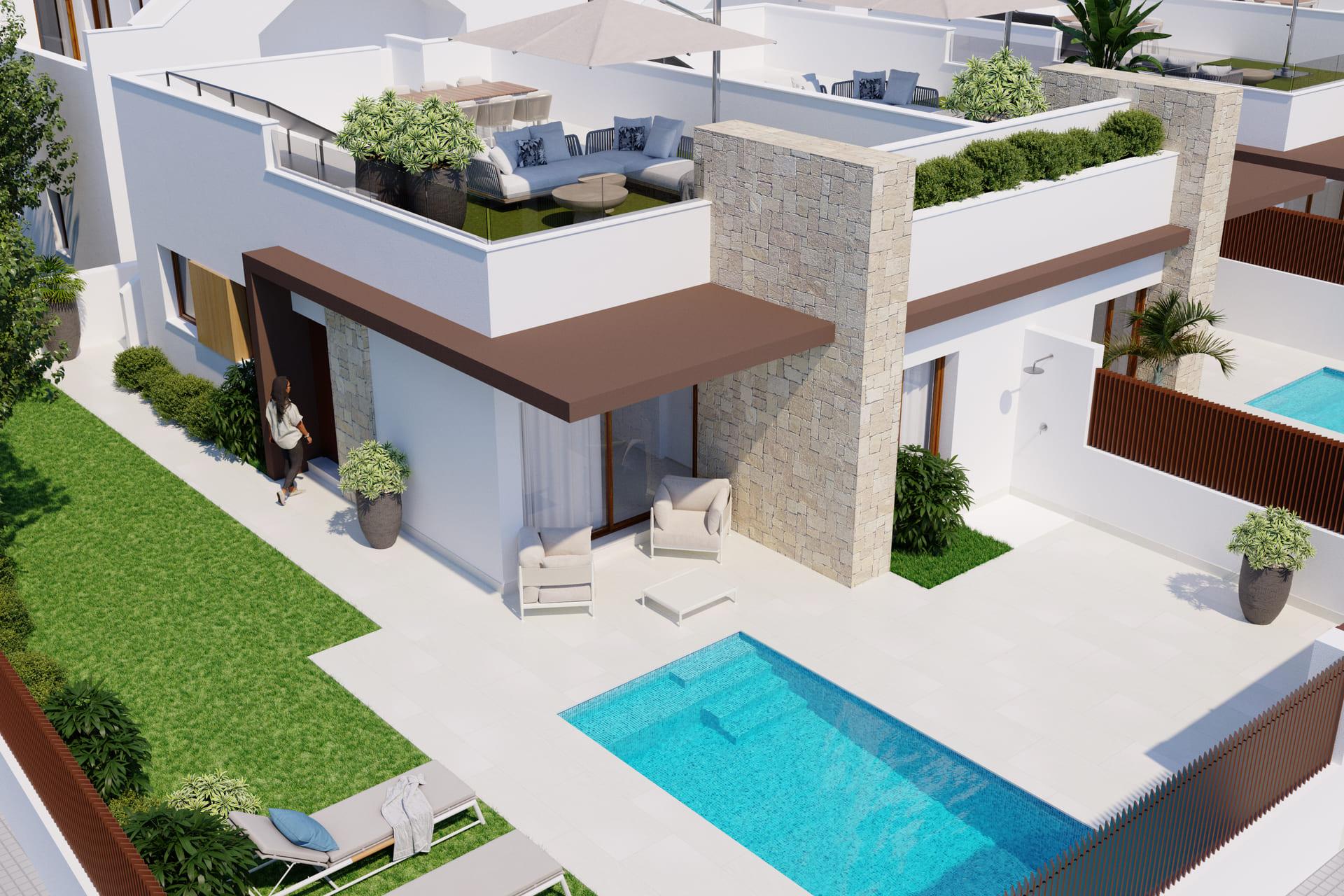 Upper-floor landing leading to bedrooms in new-build townhouse, Desamparados, Orihuela