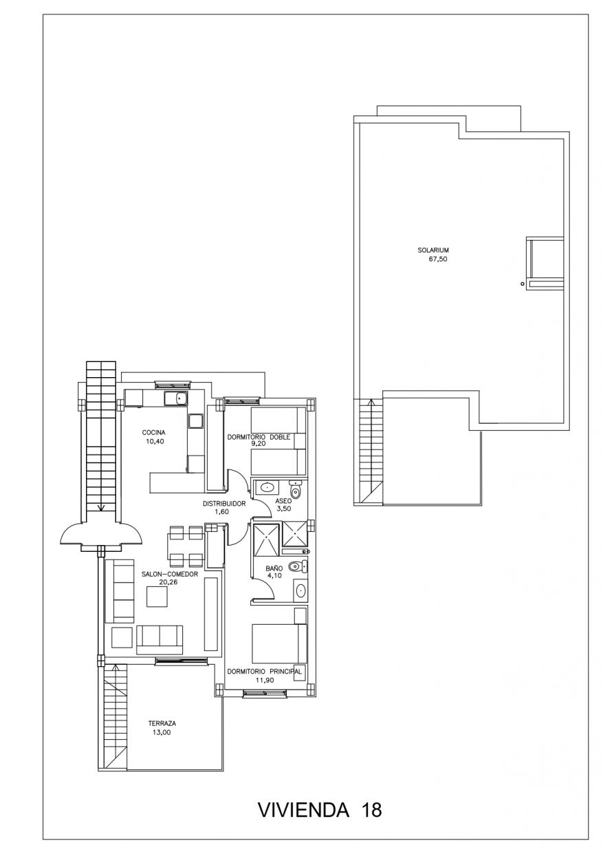 Rendered kitchen interior in 2-bedroom apartment, Bellavista, San Miguel De Salinas