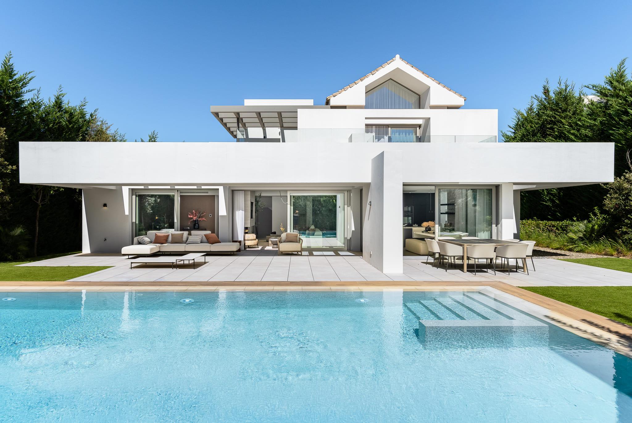 Aerial or elevated view of villa plot in Bel-Air, Estepona