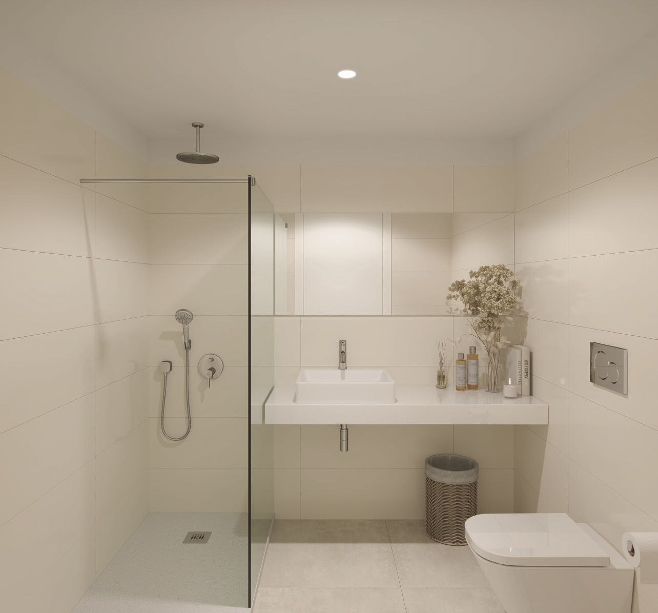 Bathroom with shower enclosure in new-build bungalow, Los Balcones, Torrevieja
