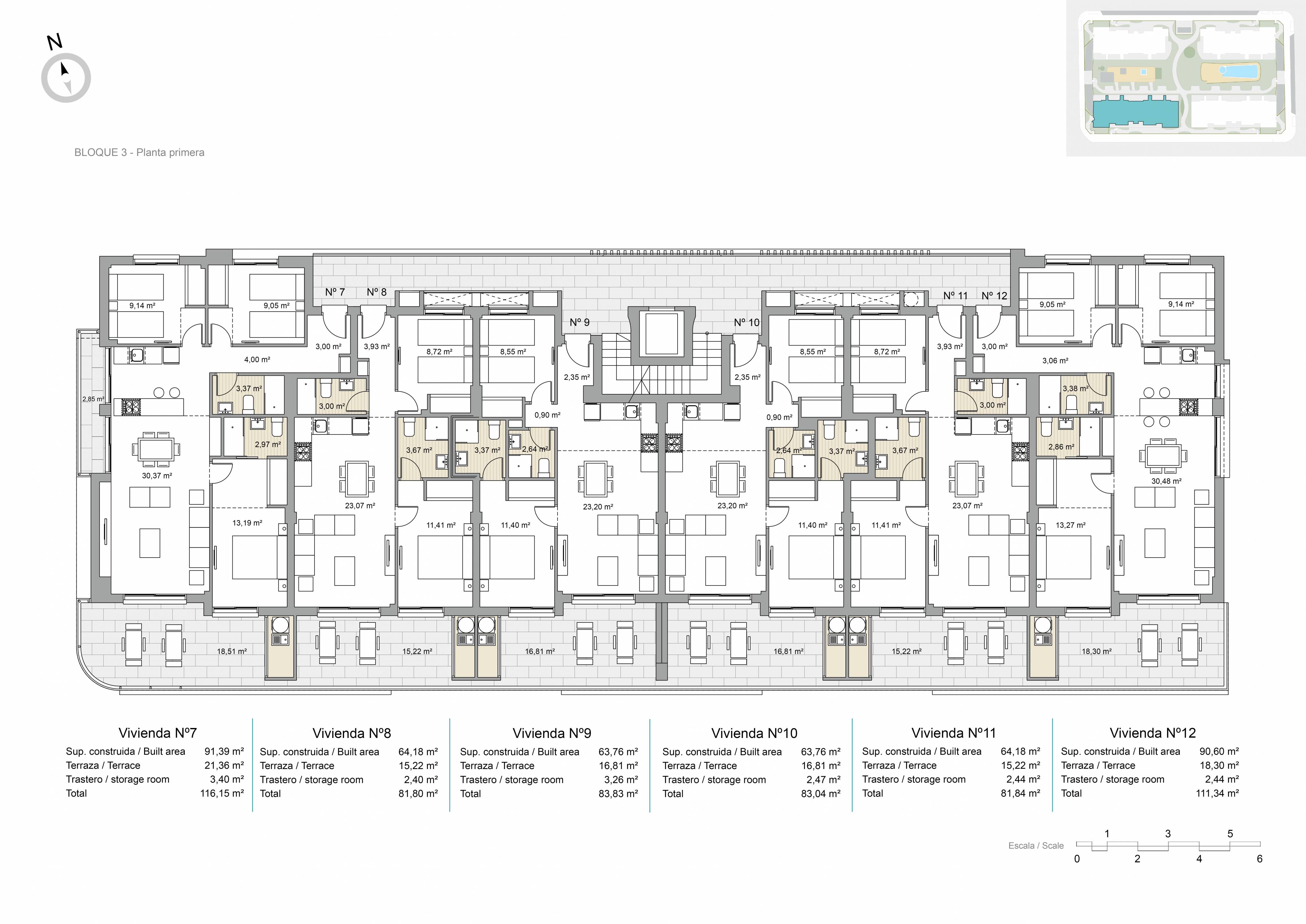 Second floor plan view of apartment in Zona Pueblo, Pilar De La Horadada