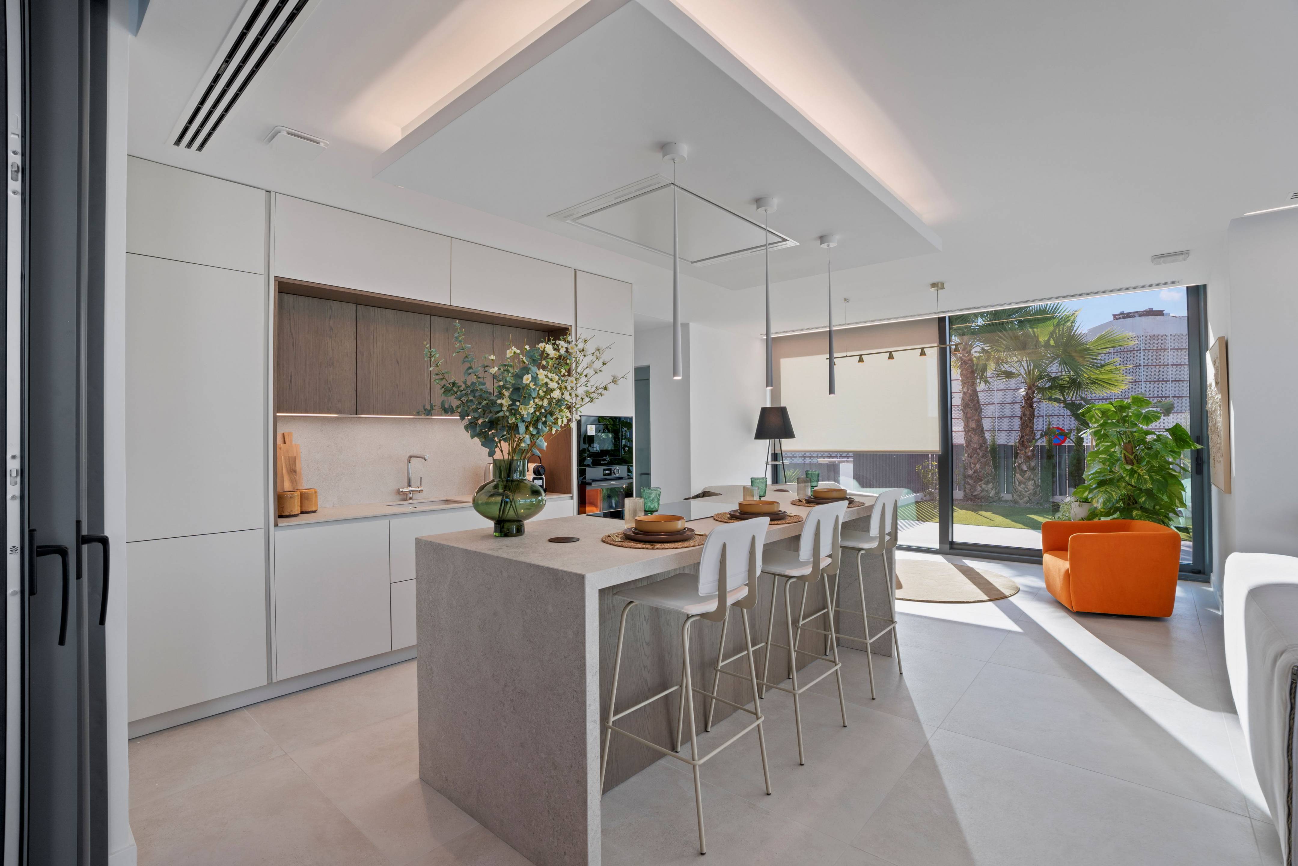 Terrace overlooking private garden plot, new-build villa, Rincón de Loix, Benidorm
