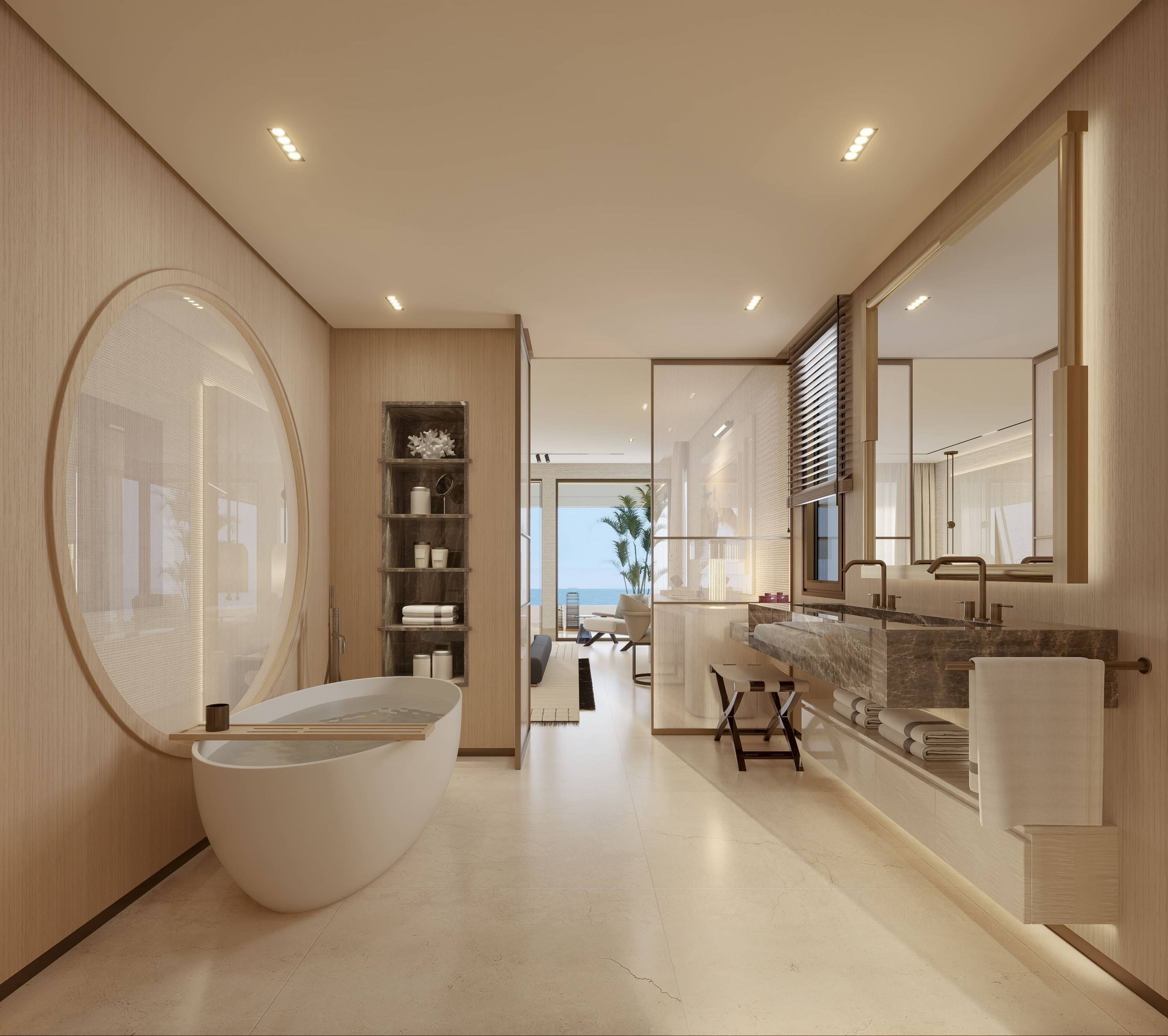 Bedroom with sea-facing outlook in new-build apartment, Seghers