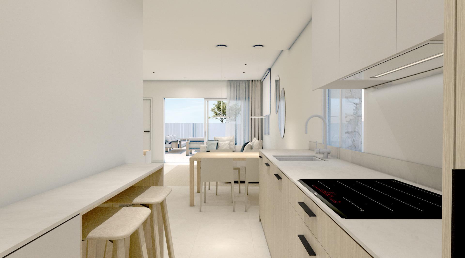 Kitchen worktop and appliances, 2-bedroom bungalow, Torre de la Horadada