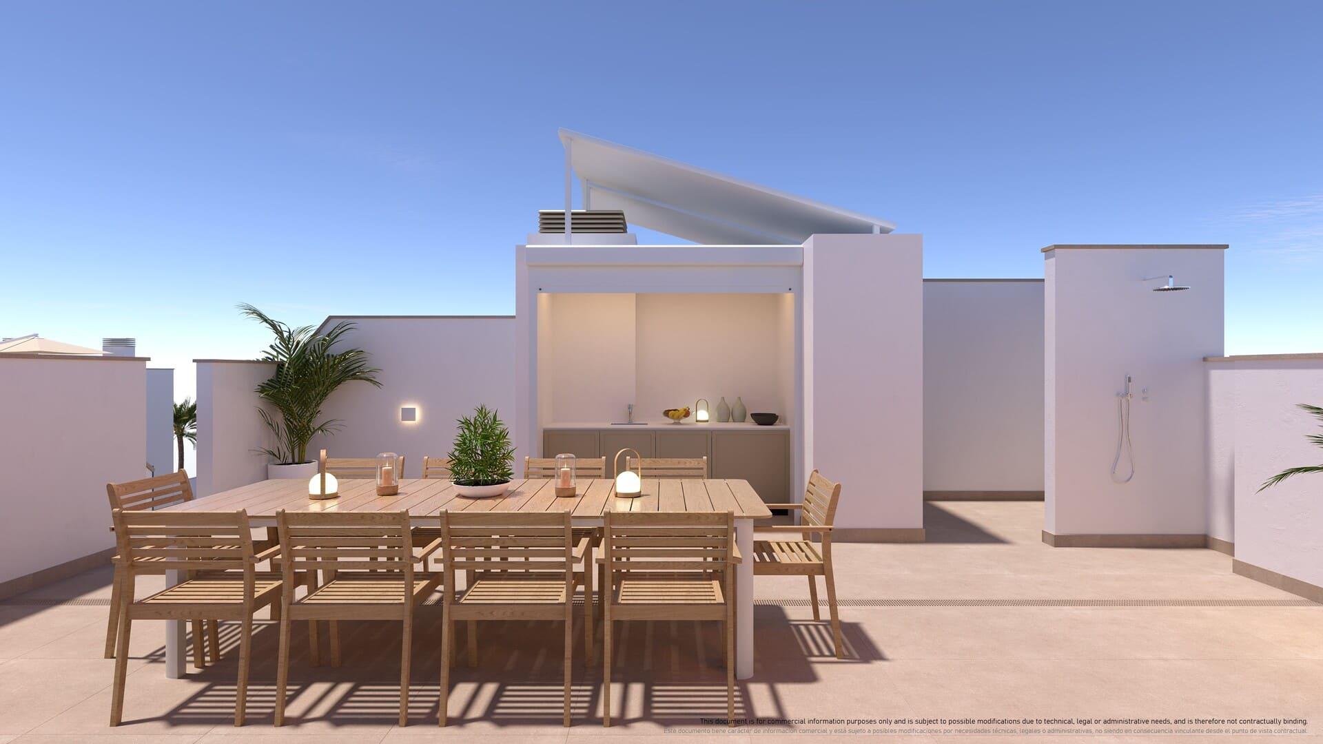 Open kitchen with modern fittings, new-build bungalow, Torre de la Horadada