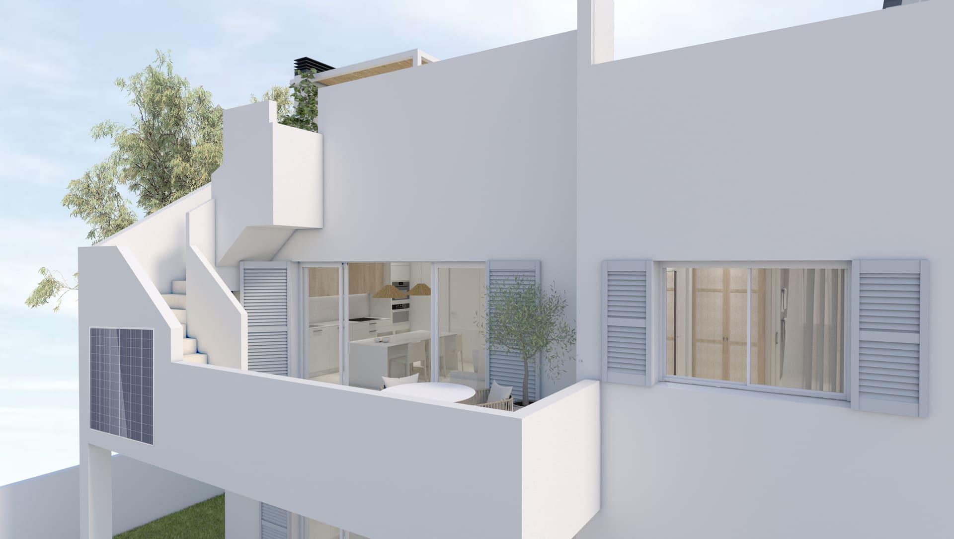 Dining area in open-plan layout, new-build bungalow Torre de la Horadada