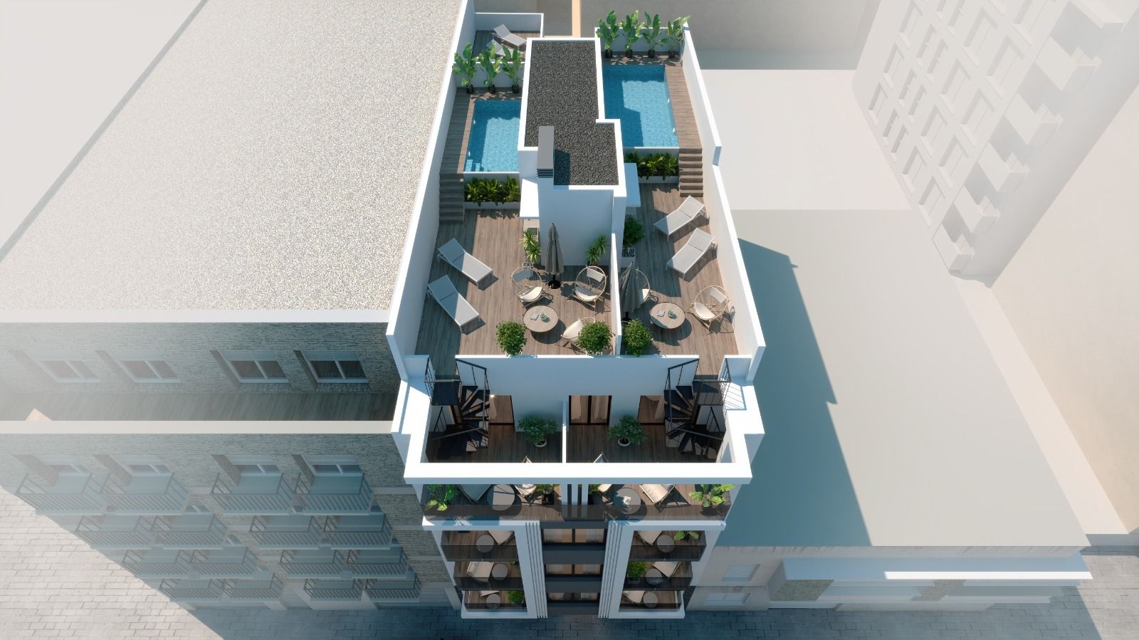 View from solarium terrace, 2-bedroom penthouse, Paseo Maritimo, Torrevieja