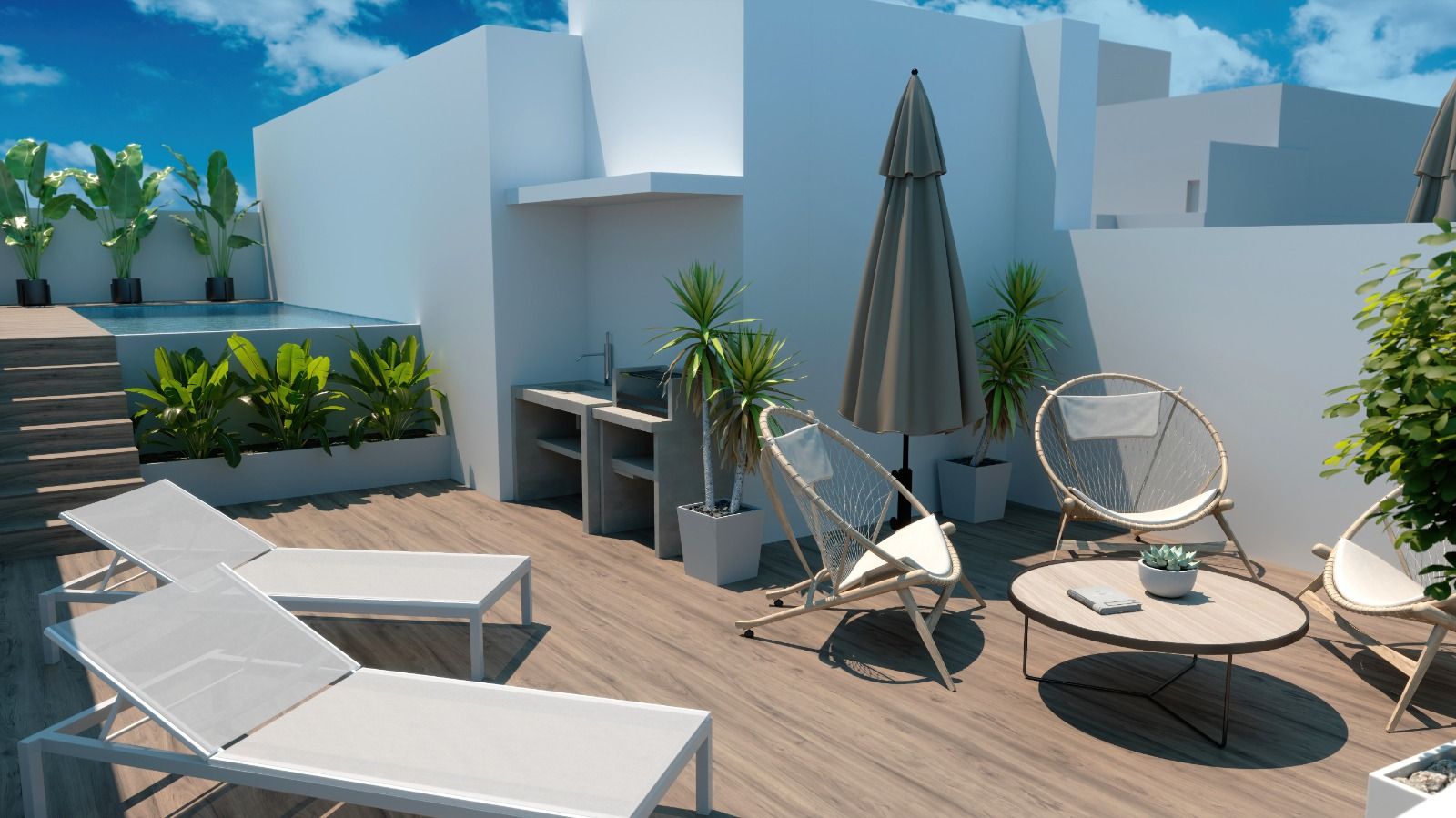 Exterior of residential complex at ground level, Paseo Maritimo, Torrevieja