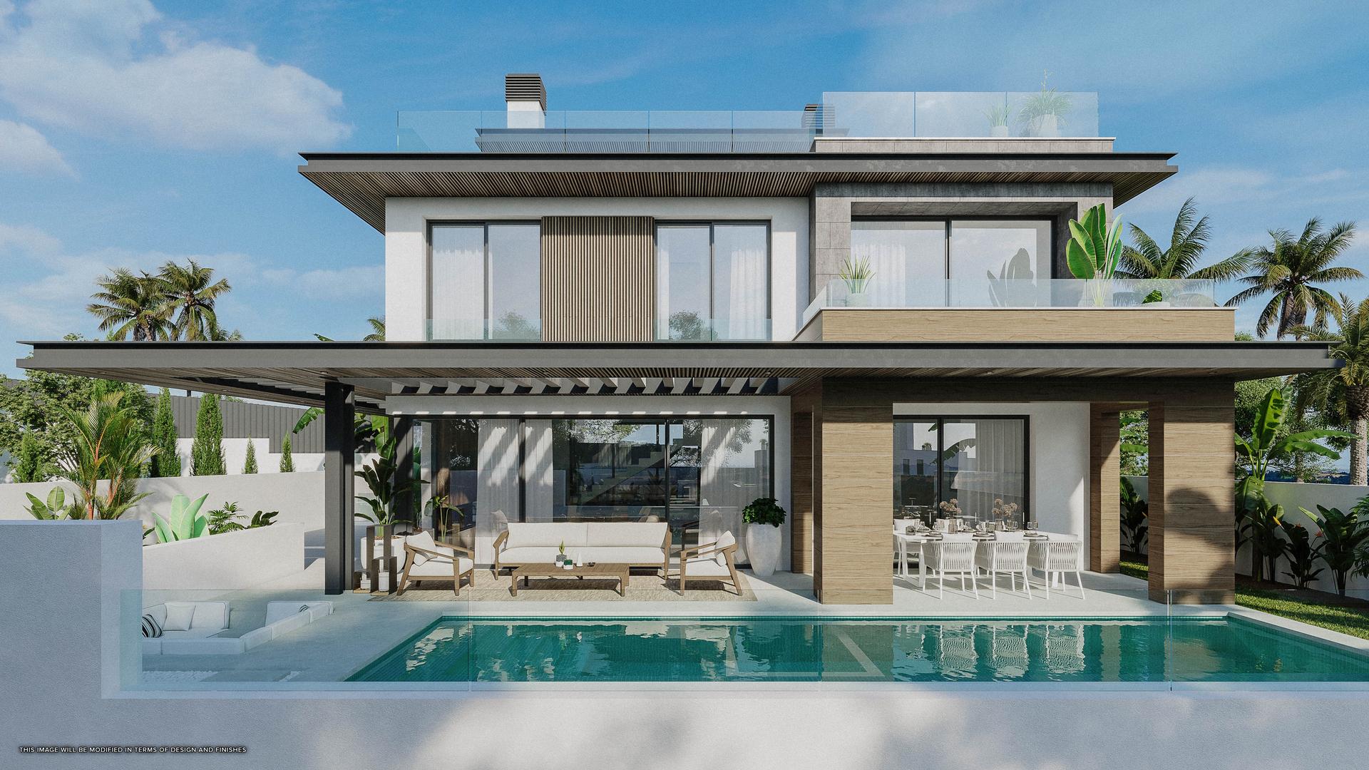 Open-plan kitchen and dining area, 3-bedroom villa, Riviera del Sol